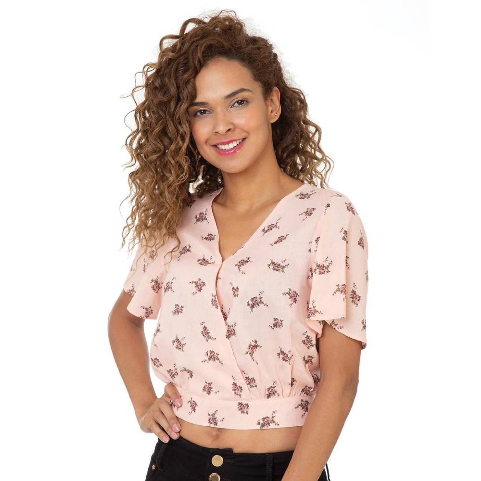 Blusa Por Salvaje Tentación Mujer Palo De Rosa Flores Rayón 