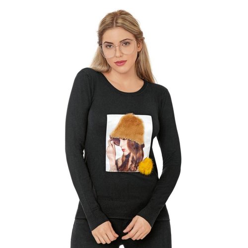 Sweater Por Salvaje Tentación Mujer Negro Spandex 