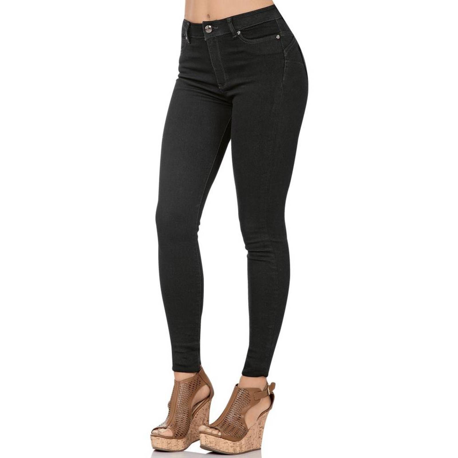 Jeans Básico Mujer Furor Negro 62104008 Mezclilla Stretch 