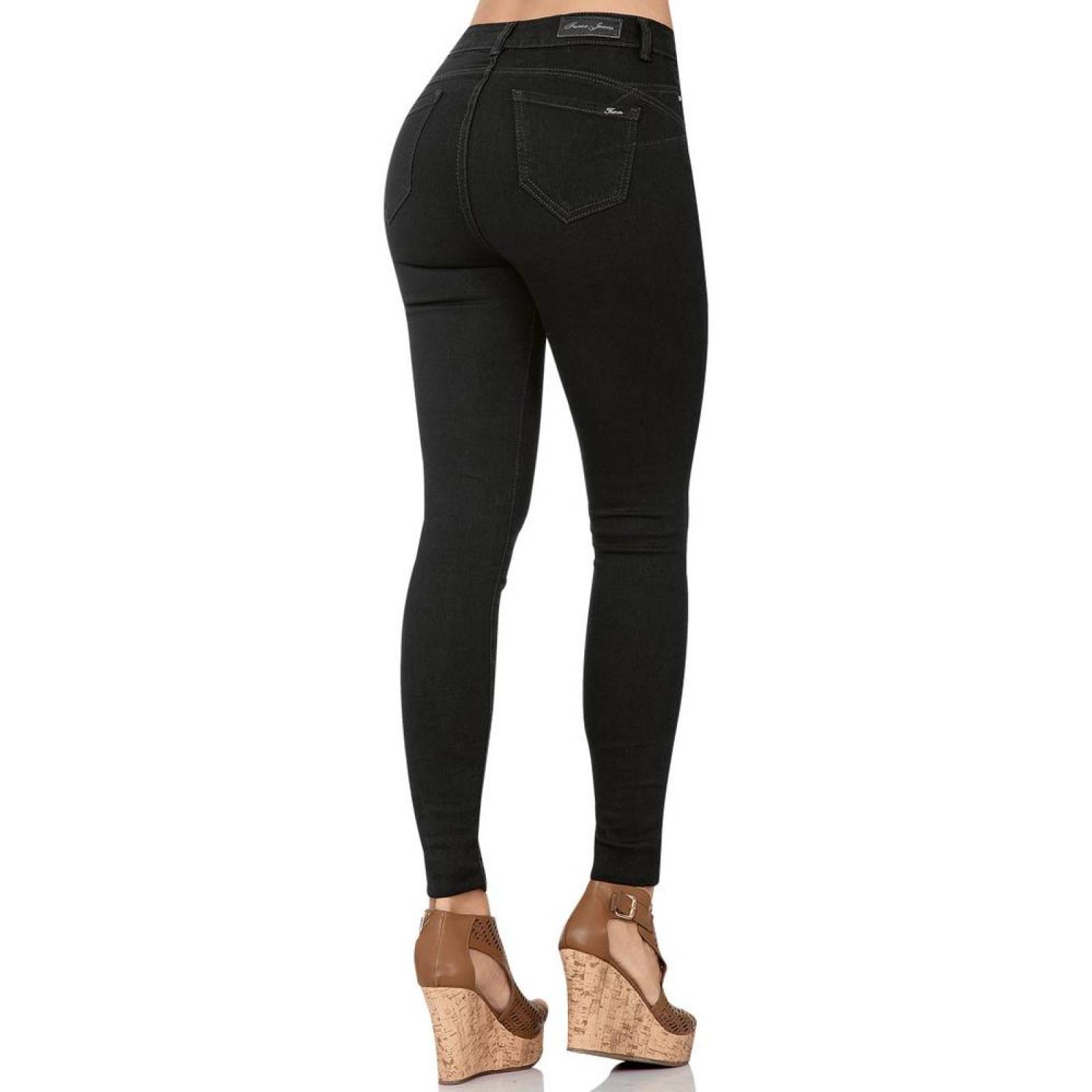 Jeans Básico Mujer Furor Negro 62104008 Mezclilla Stretch 