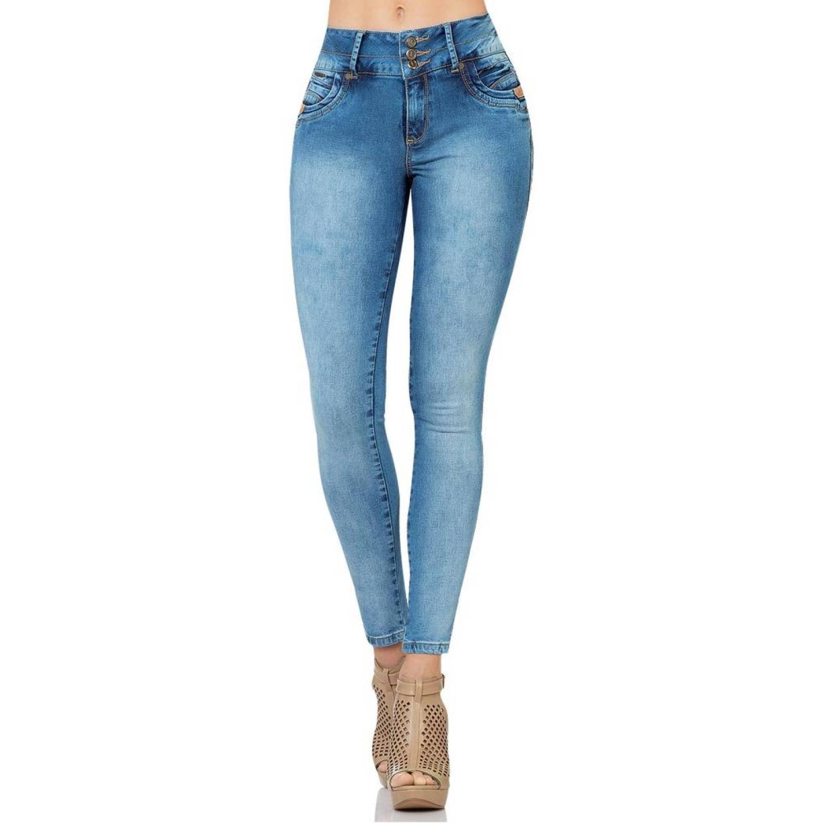 Jeans Fergino Jeans Mujer Stone Medio Mezclilla Stretch 