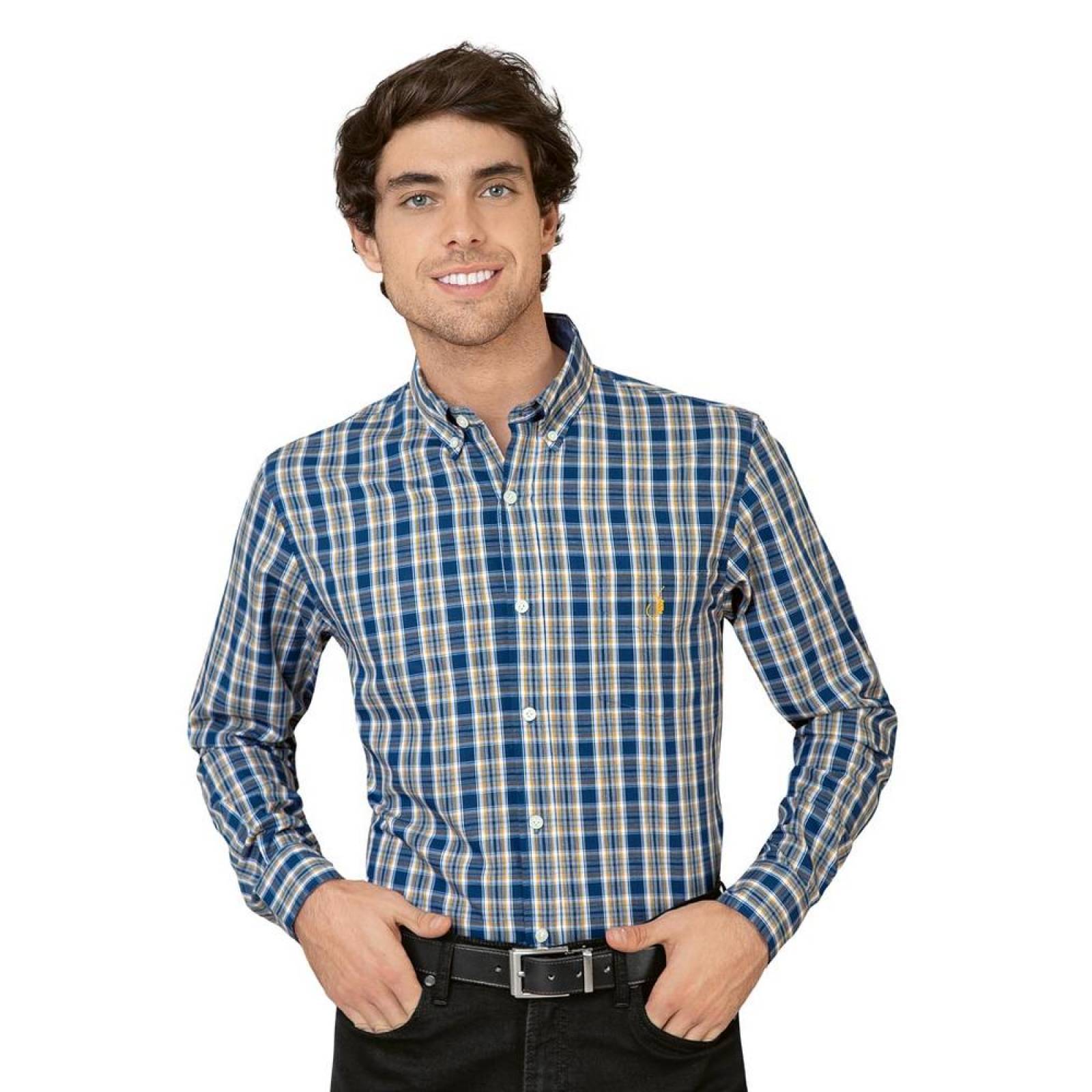 Camisa Casual Hombre Long Beach Polo Club Marino 75103307 Algodón 