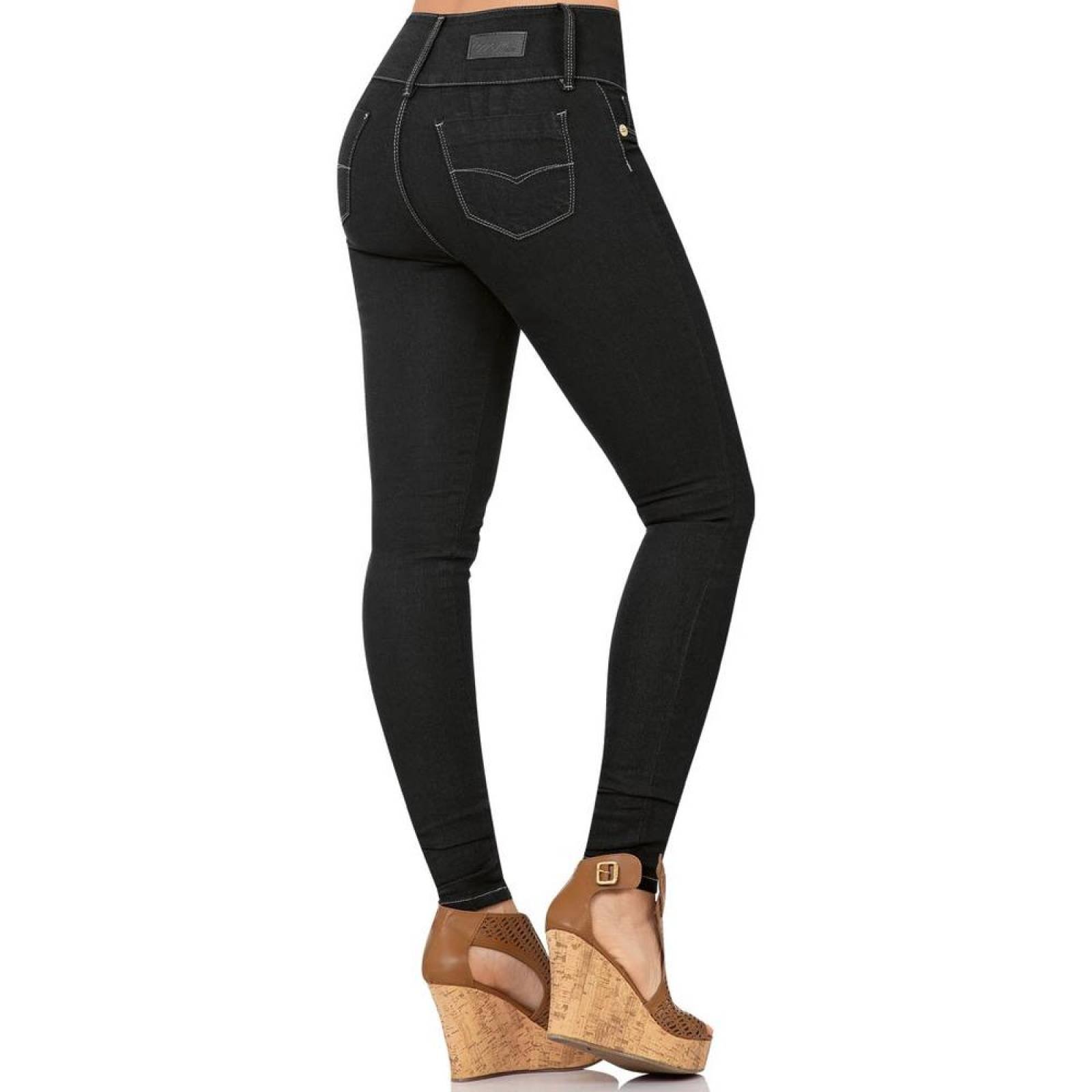 Jeans Básico Mujer Oggi Black 59102142 Mezclilla Stretch 