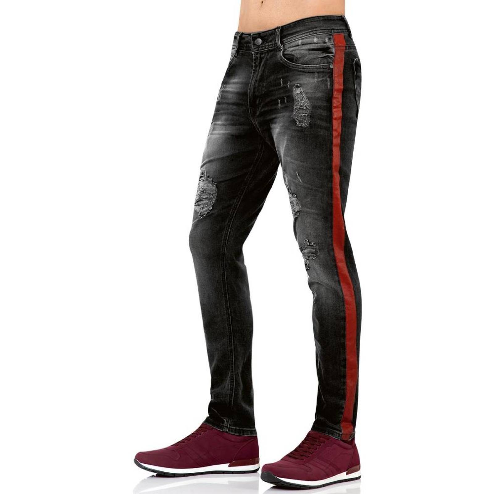 Jeans Hippie & Rock Hombre Negro Mezclilla-Stretch Sl19Cab153