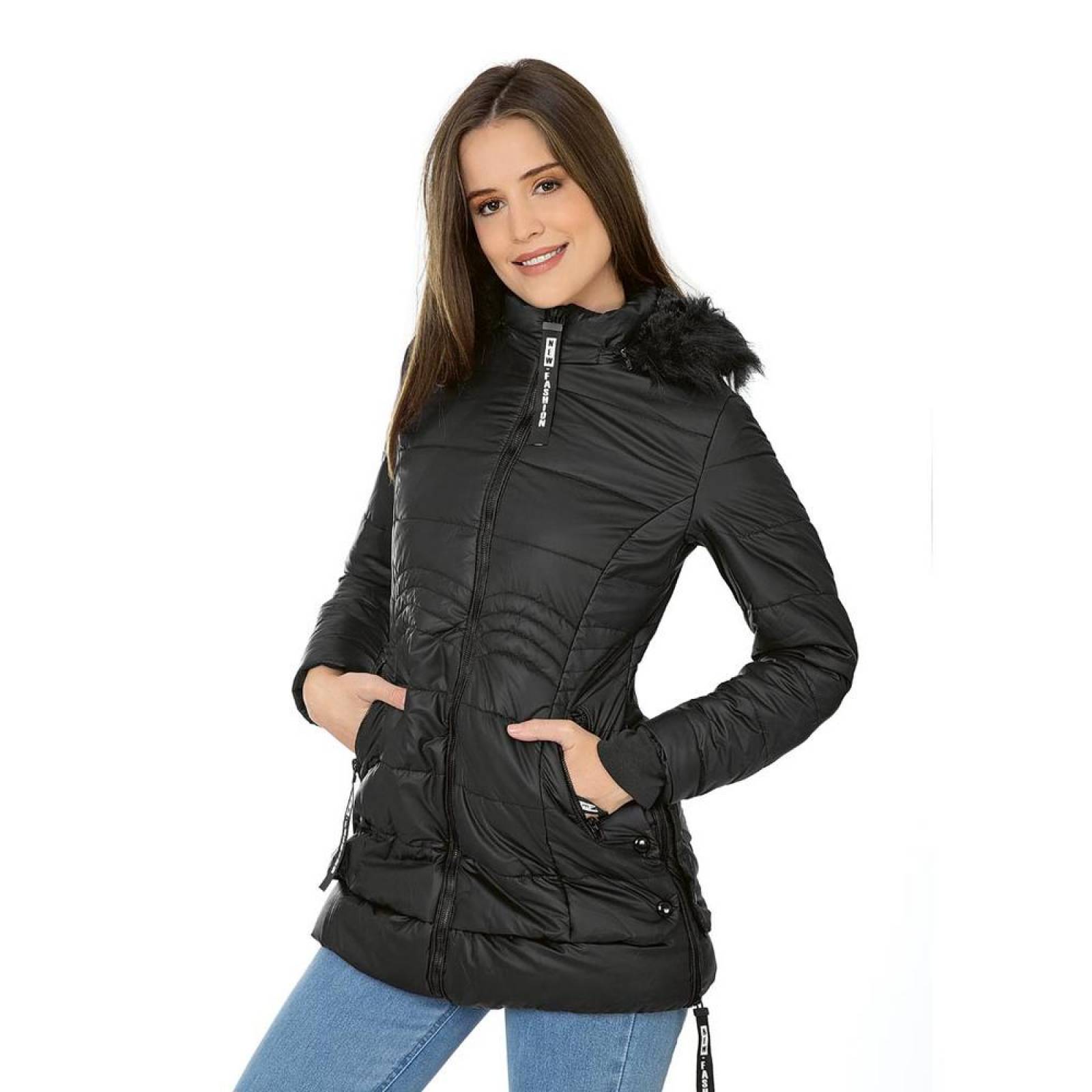 Chamarra Mujer Roosevelt Negro 50103343 Vini Piel 