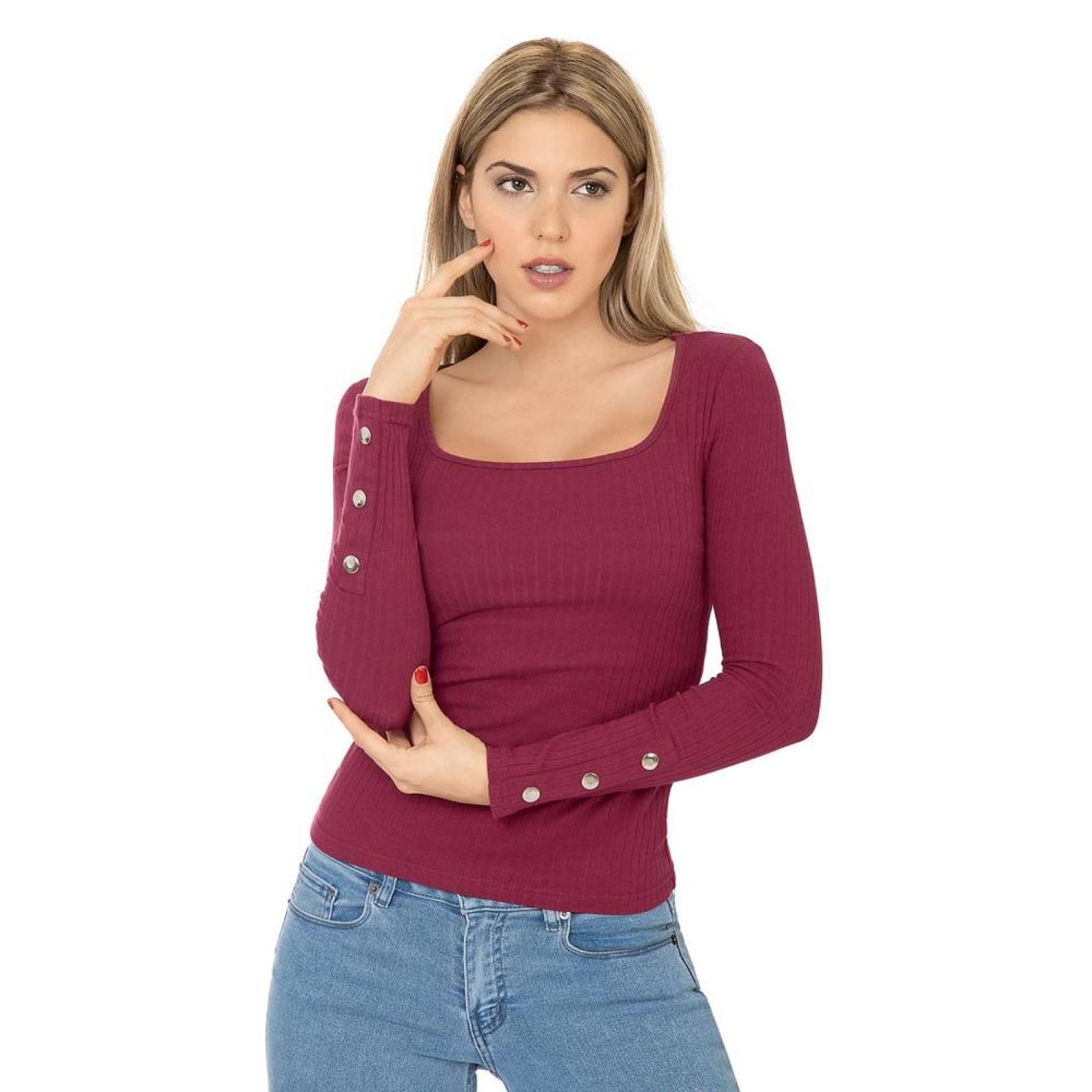 Playera Moda Mujer Salvaje Tentación Vino 72603321 Spandex