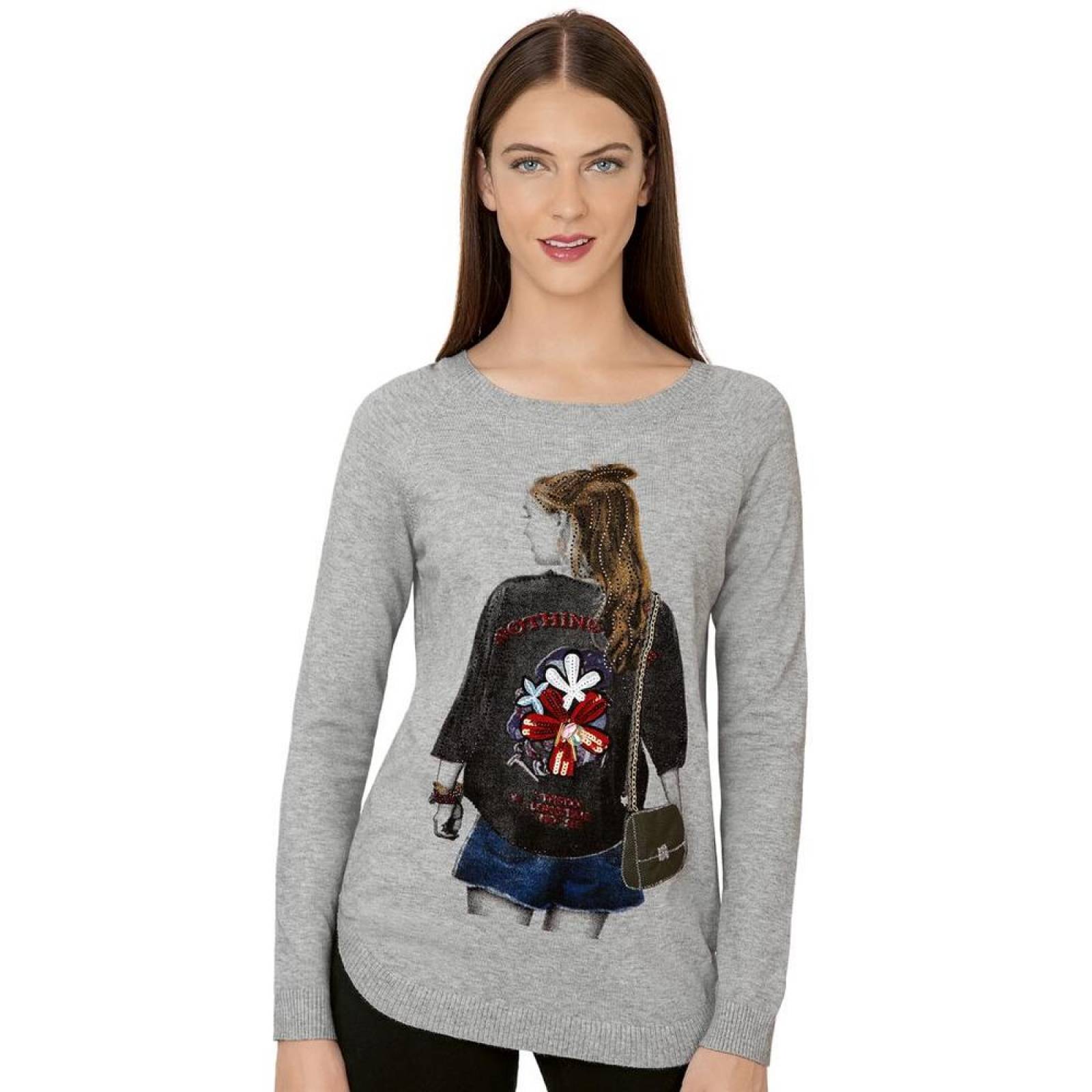 Sweater Mujer Salvaje Tentación Gris 80703321 Spandex 