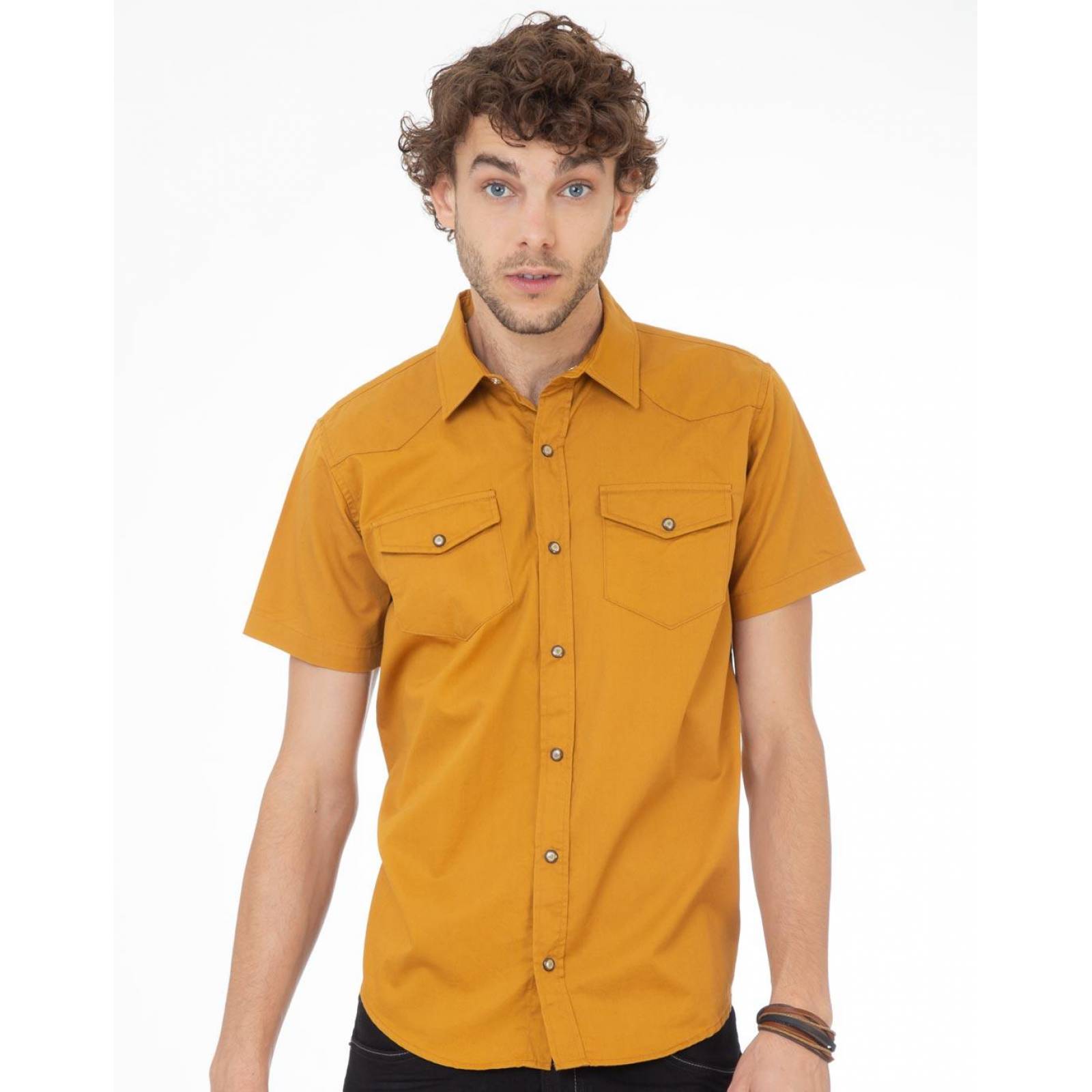 camisas mostaza hombre