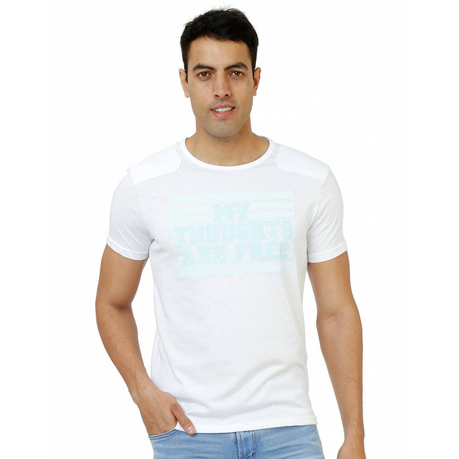 Playera Moda Hombre Silver Plate Blanco 60203408 Algodón 