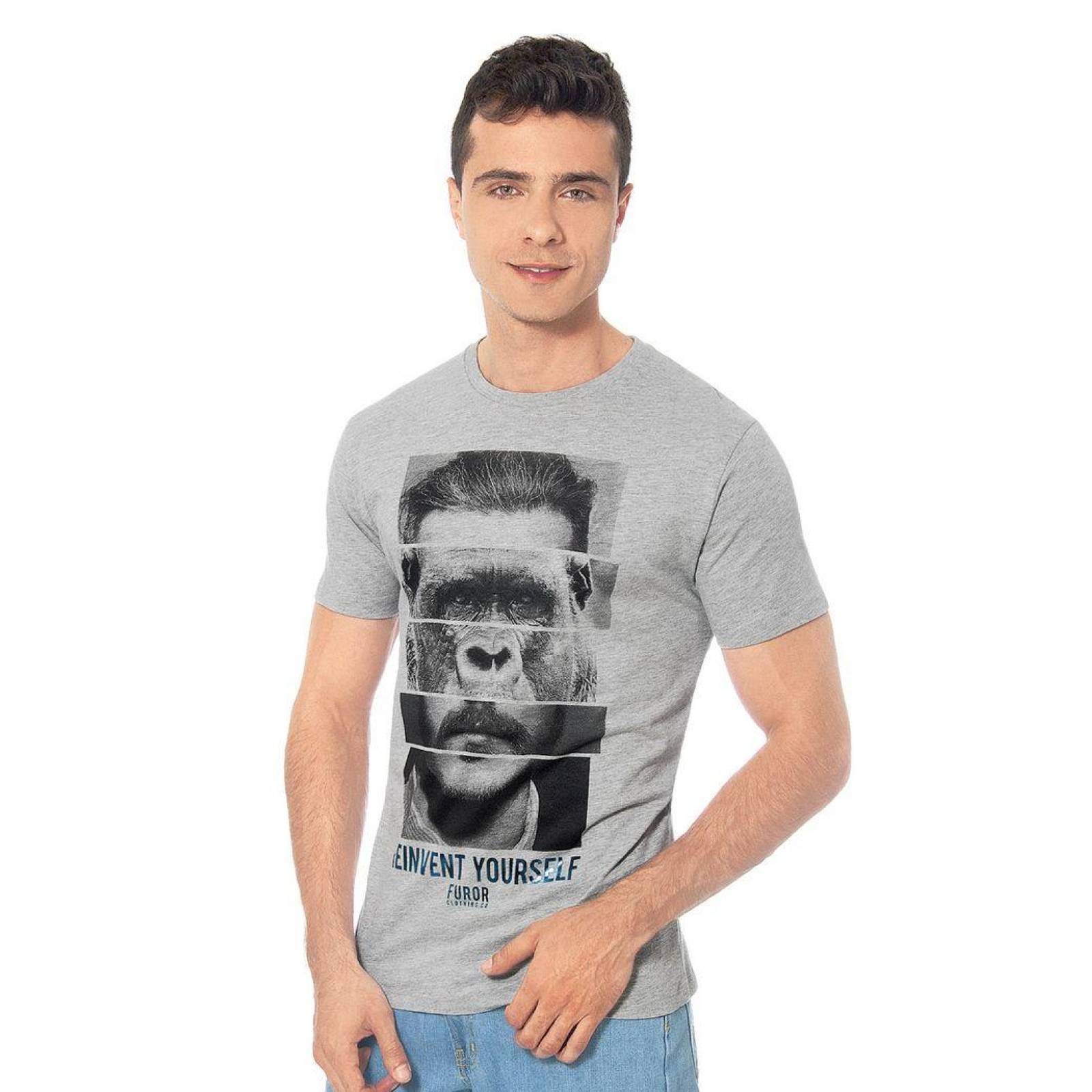 Playera Moda Hombre Furor Gris 62104133 Algodón 