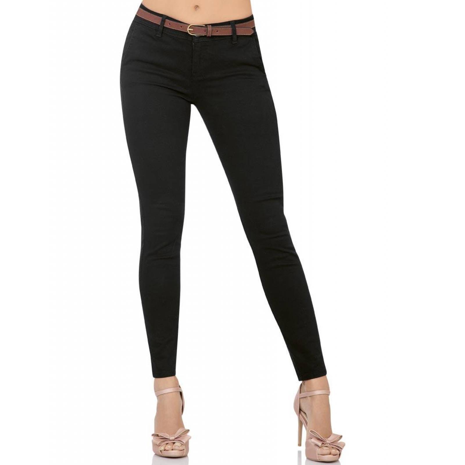 Pantalón Casual Mujer Furor Negro 62103775 Gabardina Stretch 