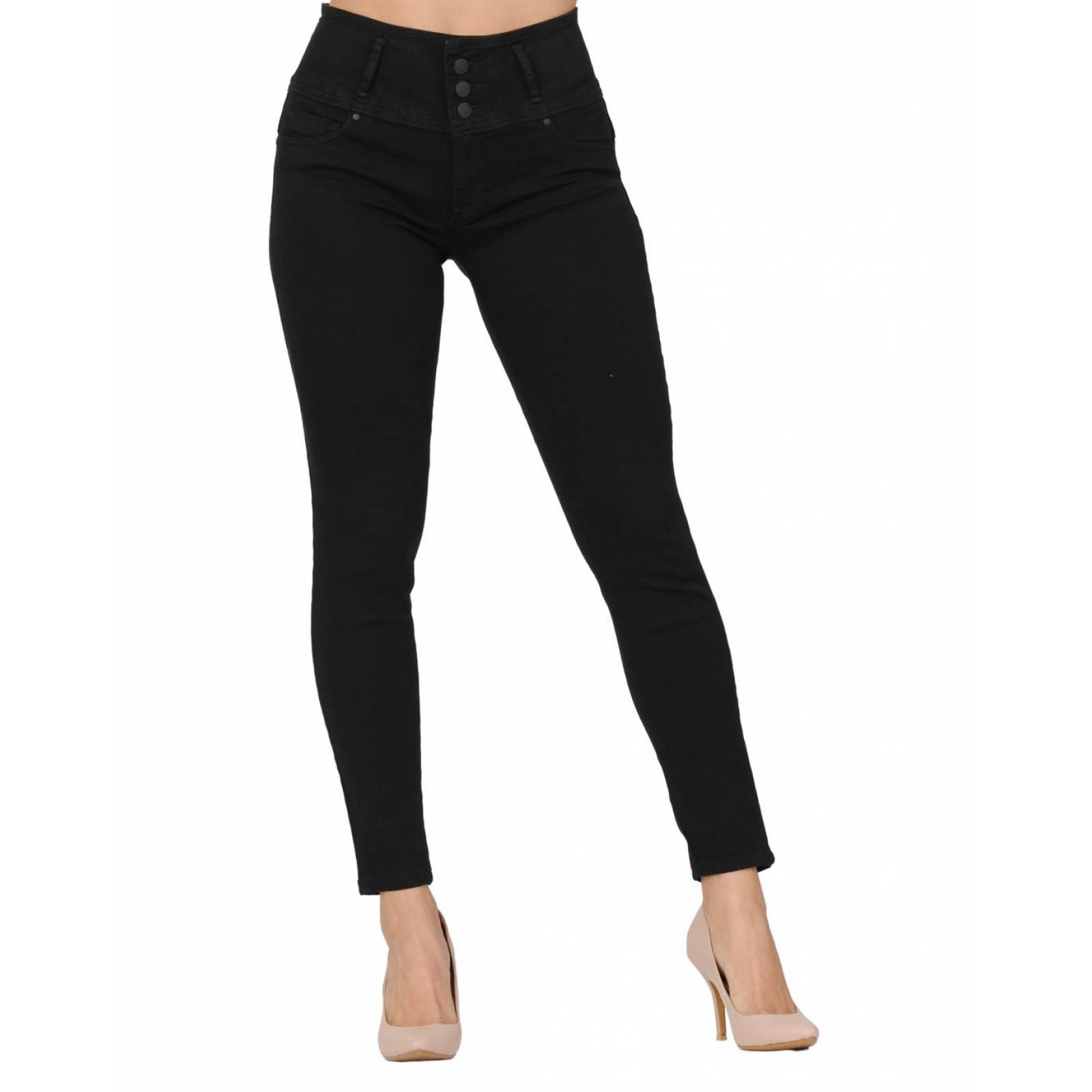 Jeans Básico Mujer Furor Negro 62105426 Mezclilla Stretch