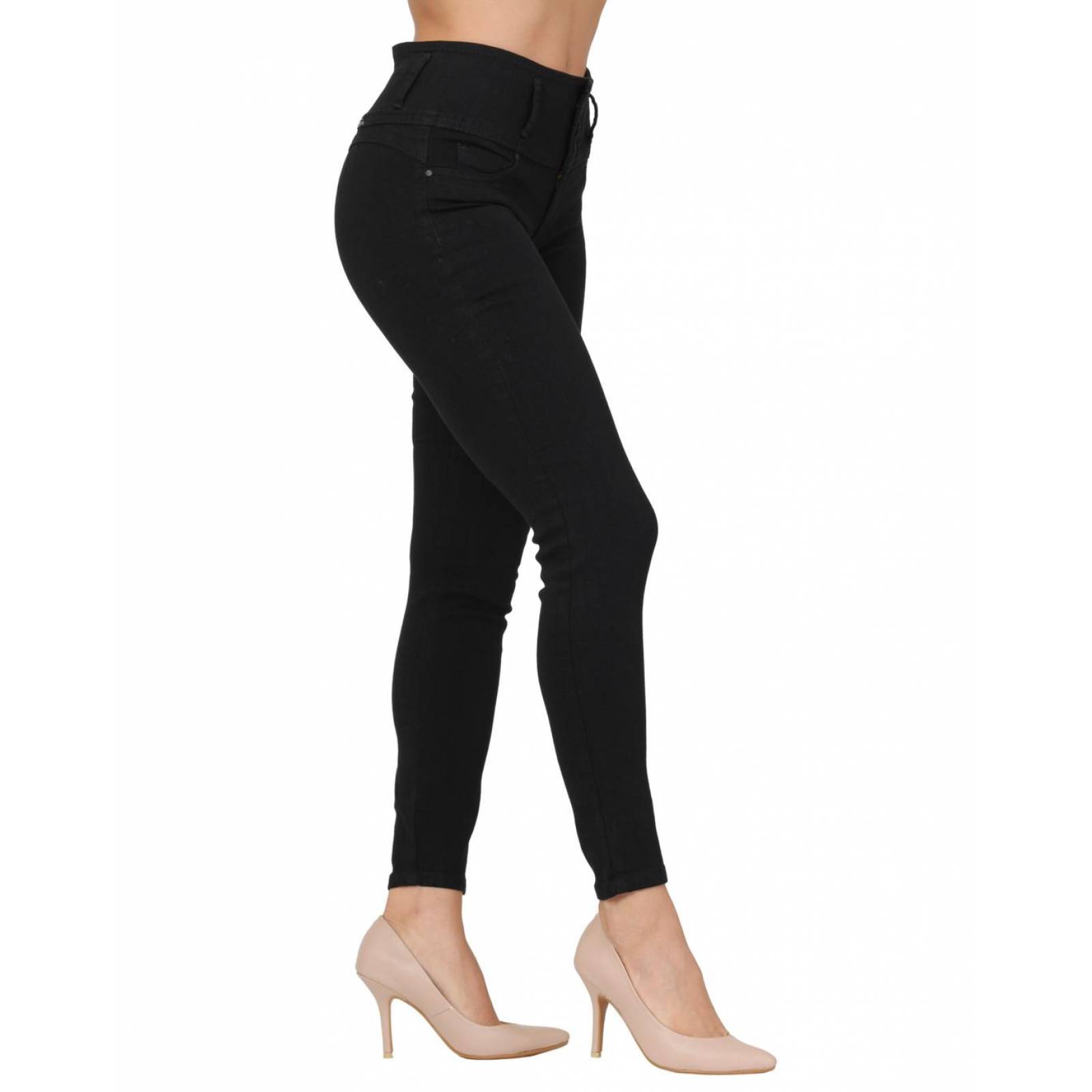 Jeans Básico Mujer Furor Negro 62105426 Mezclilla Stretch