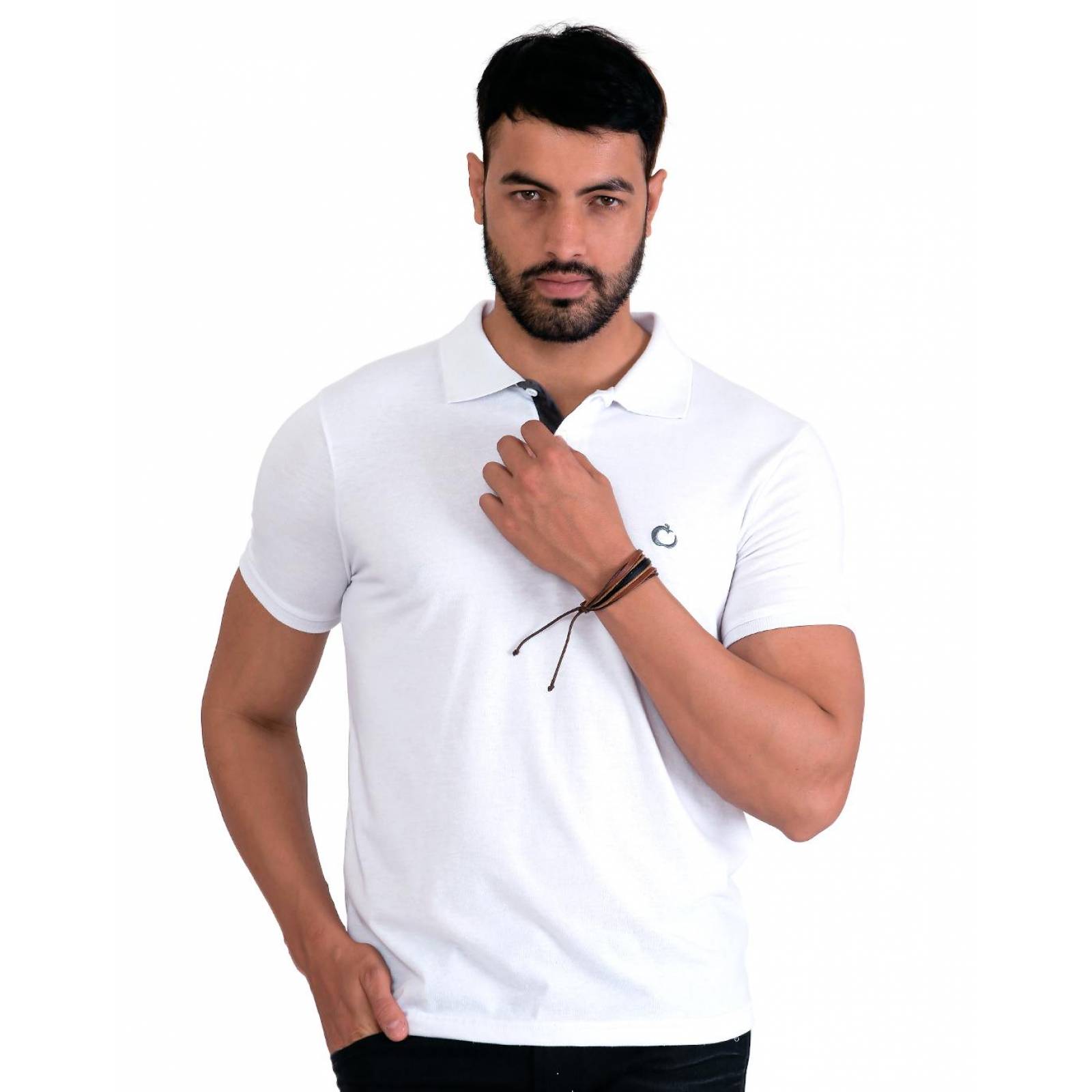 Playera Básico Hombre Stfashion Blanco 61703800 Algodón Poliéster 