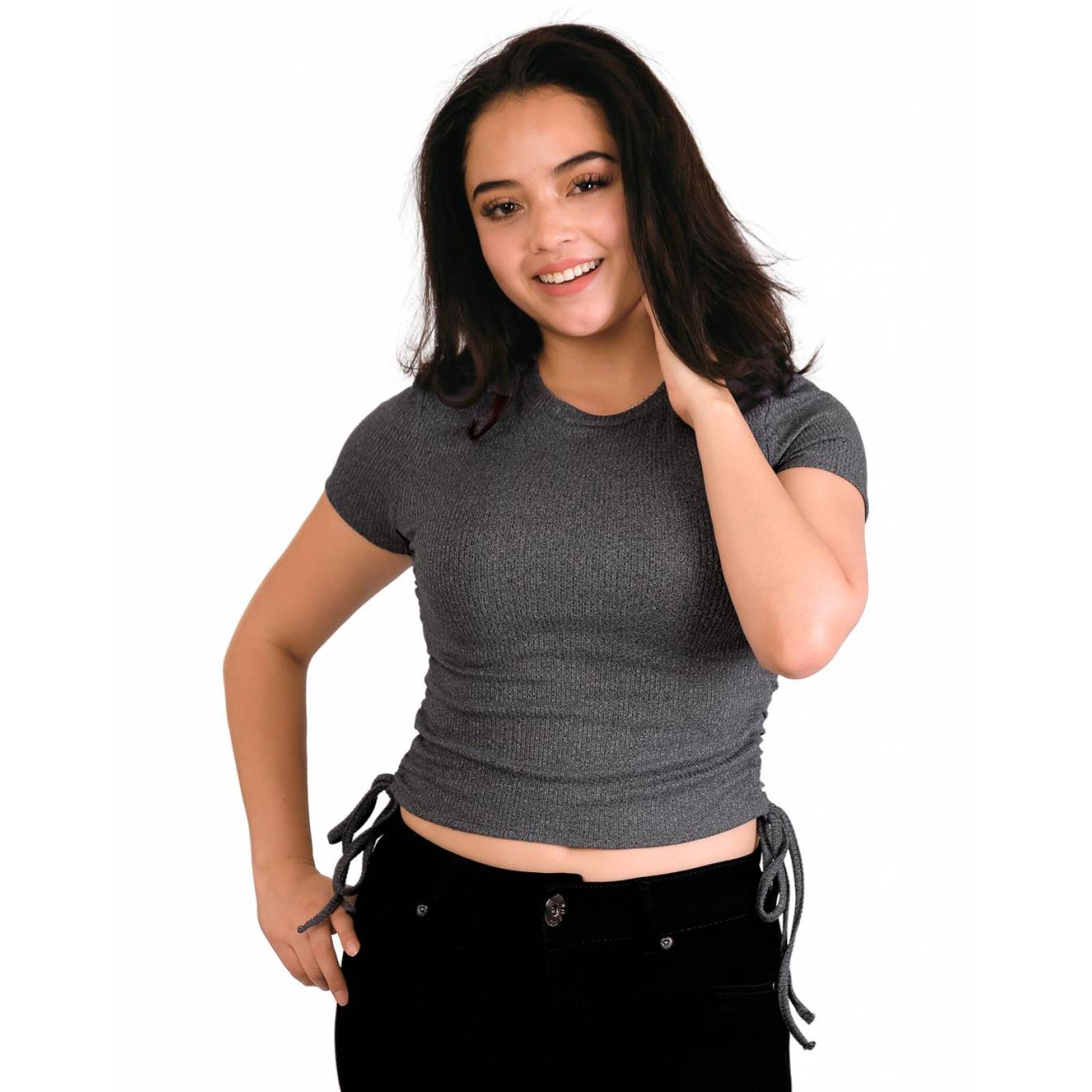 Playera Mujer Básico Camiseta Gris Stfashion 61903809 