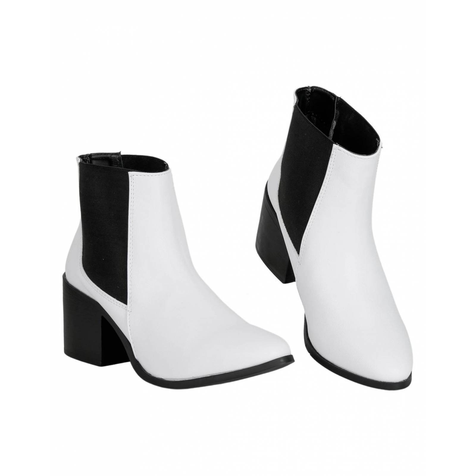 Botín Moda Mujer Stfashion Blanco 12303502 Tacto Piel