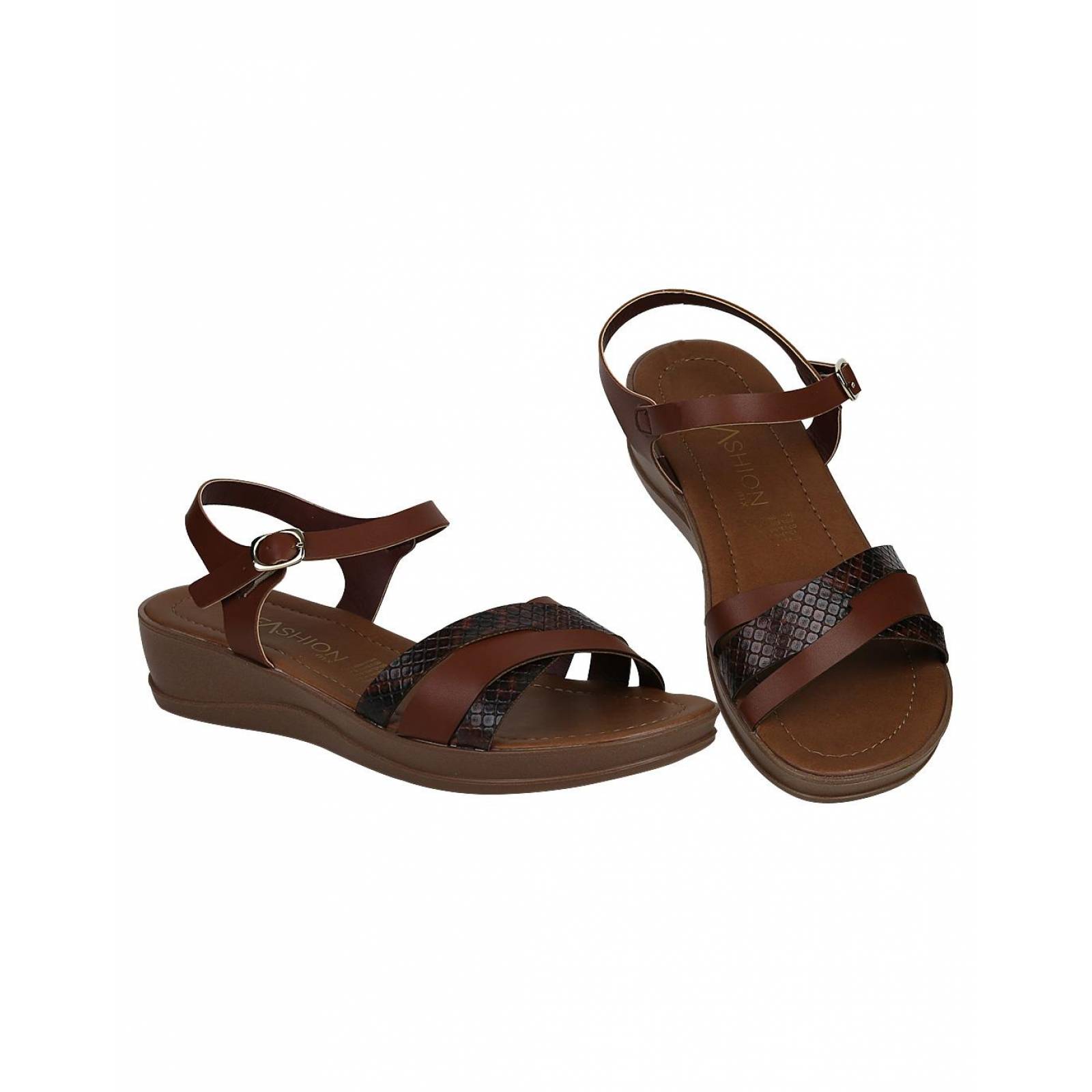 Zapato Casual Cuña Mujer Café Tacto Piel Stfashion 09003701