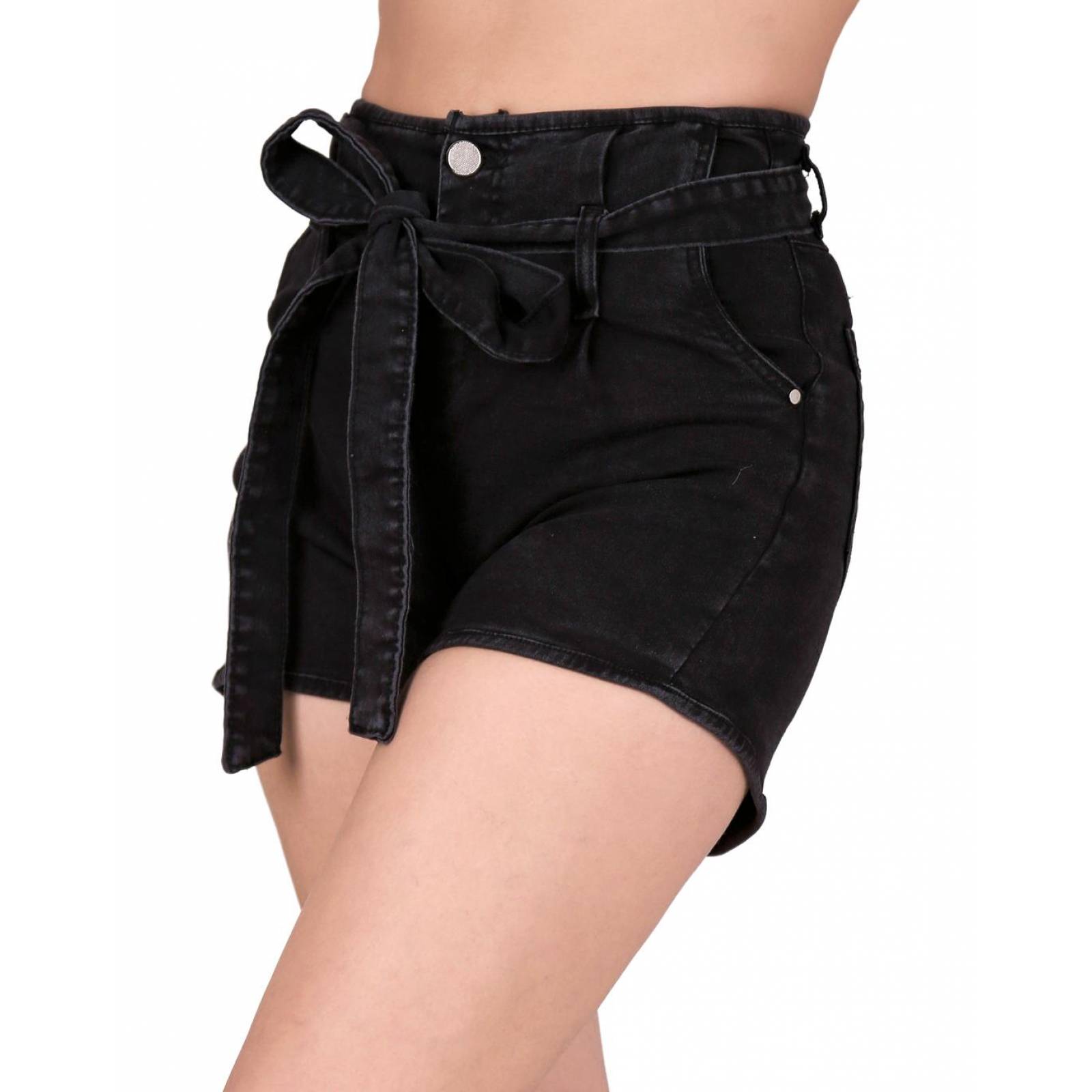 Short de discount mezclilla negro mujer