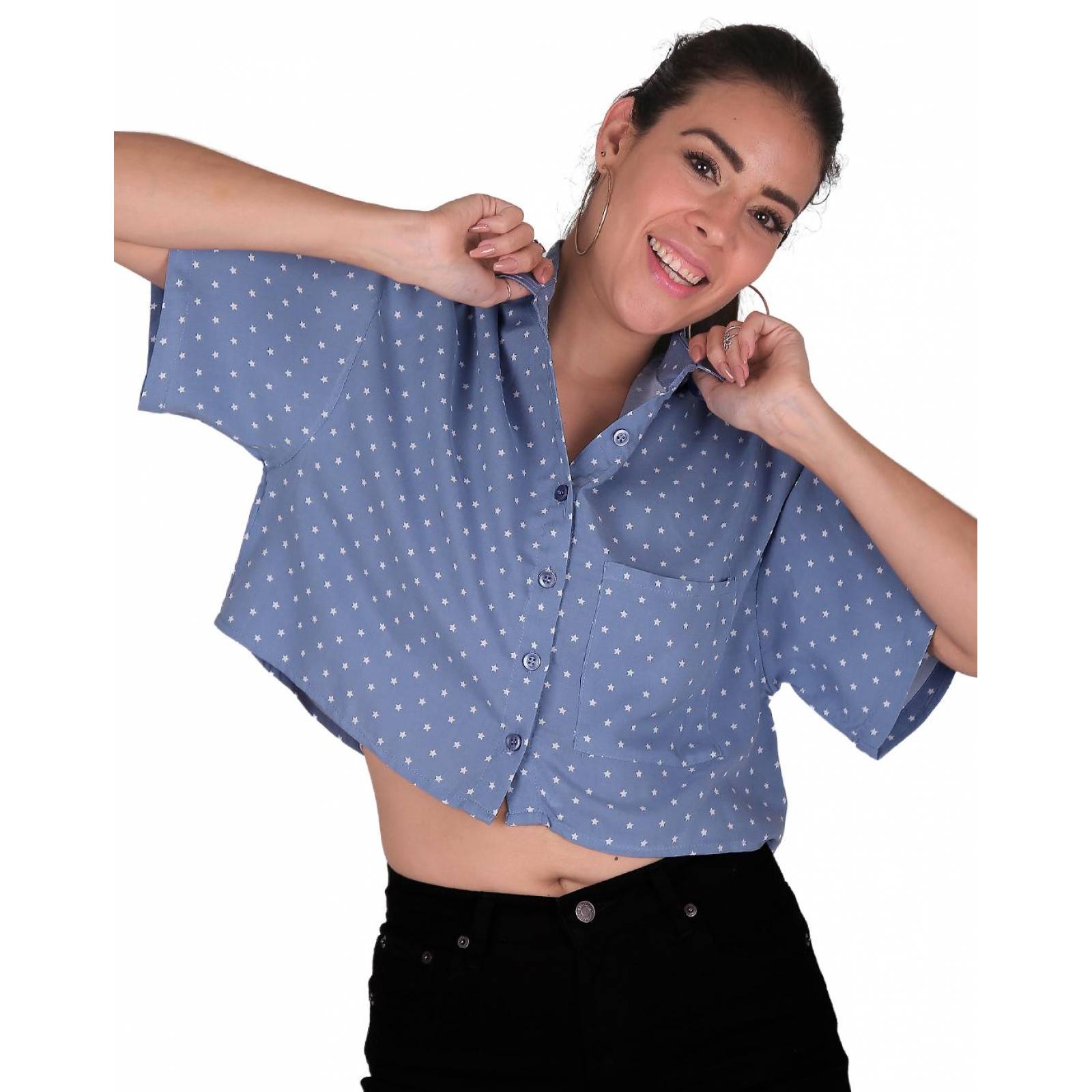 Blusa Juvenil Mujer Stfashion Azul 60404206 Rayón 