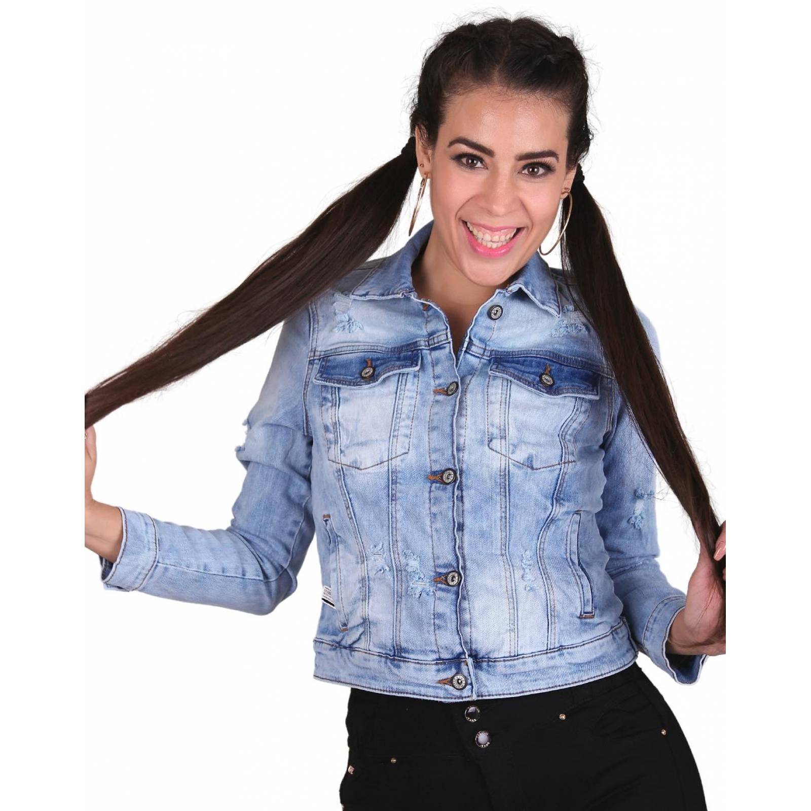 Chamarra Mujer Salvaje Tentación Azul 71804212 Mezclilla Stretch 