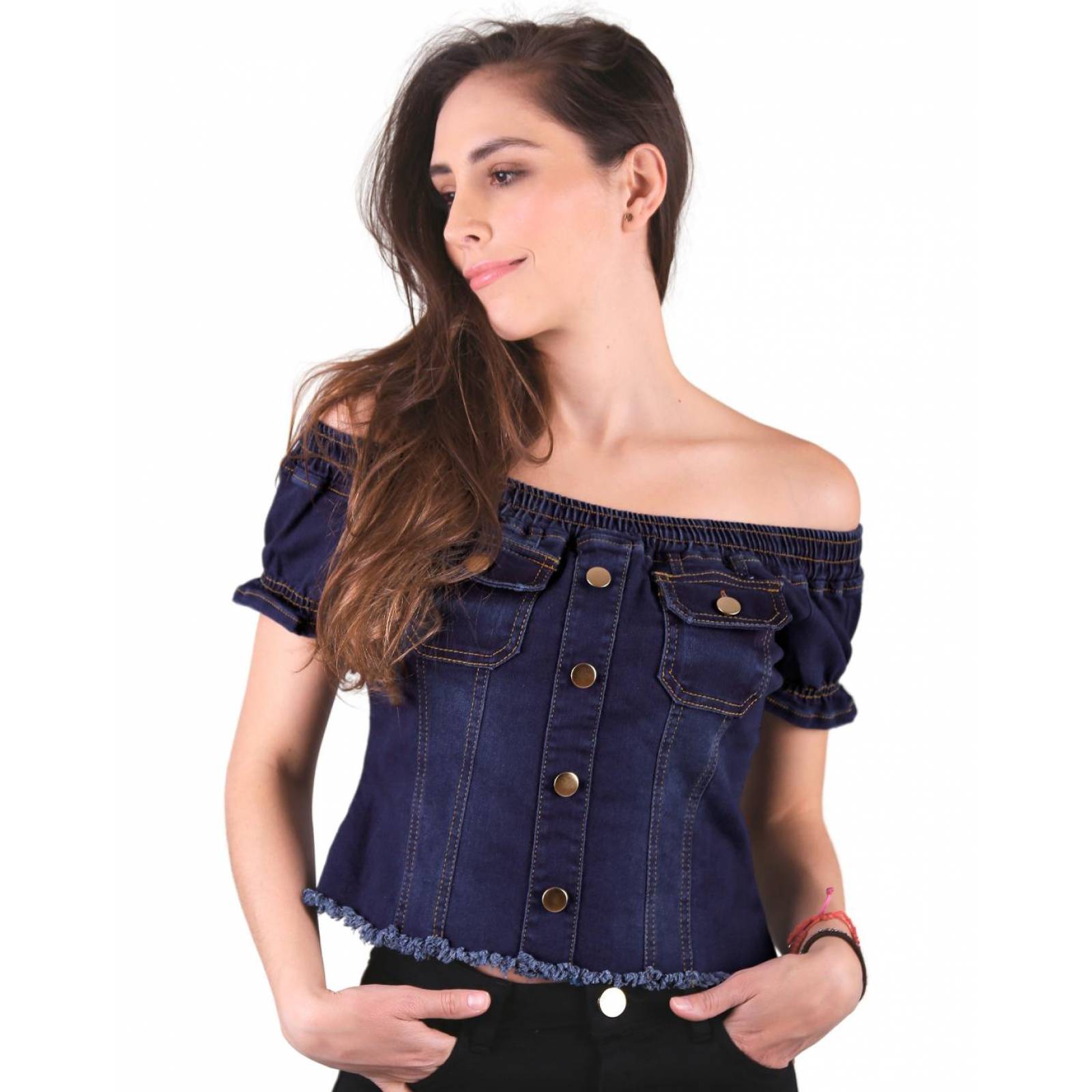 Blusa Juvenil Mujer Stfashion Azul 52304208 Mezclilla Stretch 