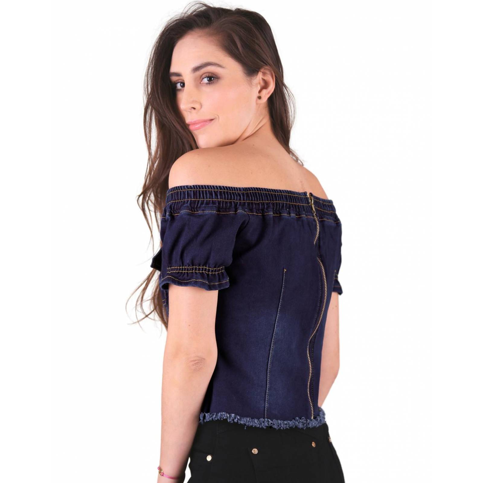 Blusa Juvenil Mujer Stfashion Azul 52304208 Mezclilla Stretch 