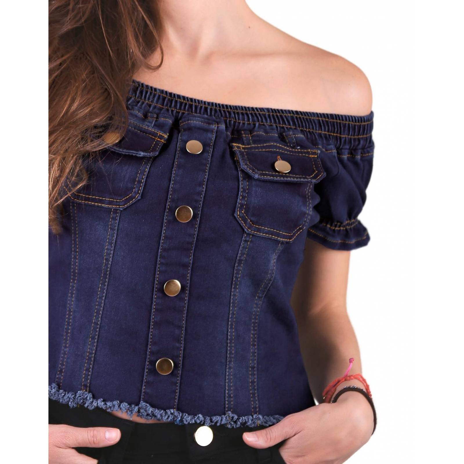 Blusa Juvenil Mujer Stfashion Azul 52304208 Mezclilla Stretch 