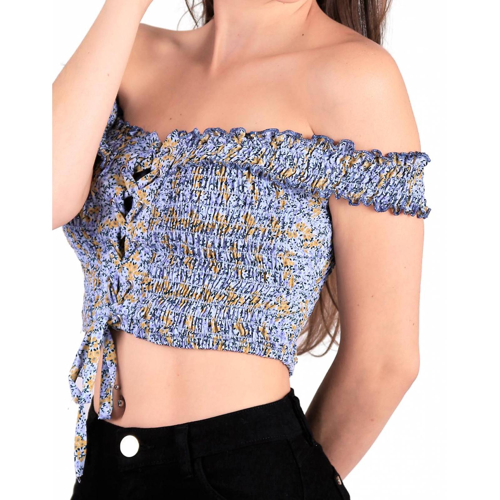 Blusa Juvenil Mujer Stfashion Azul 52404202 Rayón 