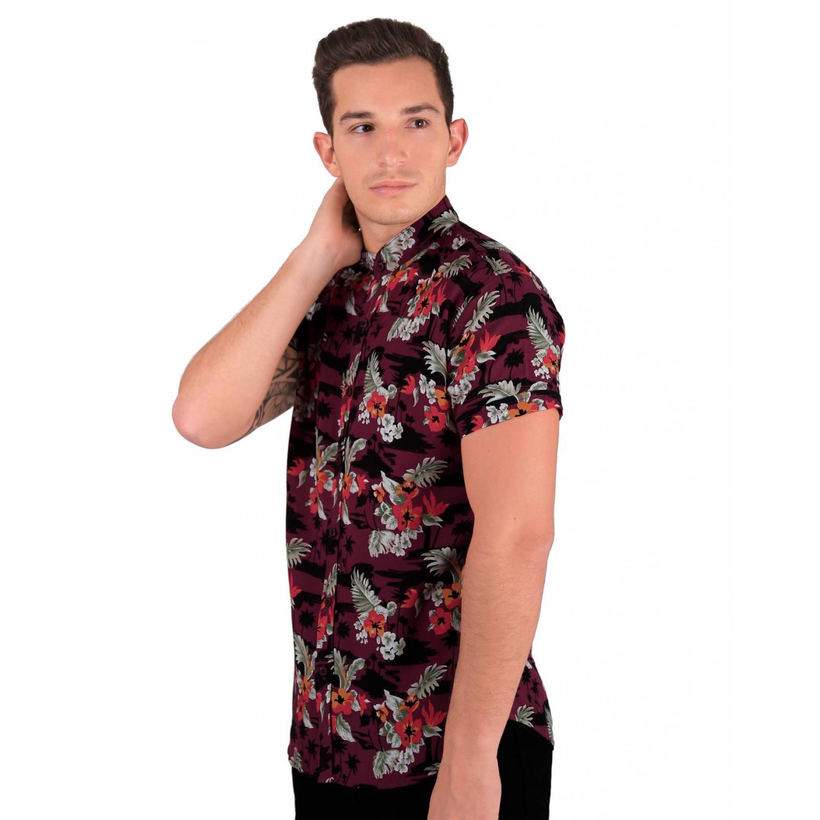 Camisa Casual Estampada Hombre Stfashion Vino 50504213 Rayón