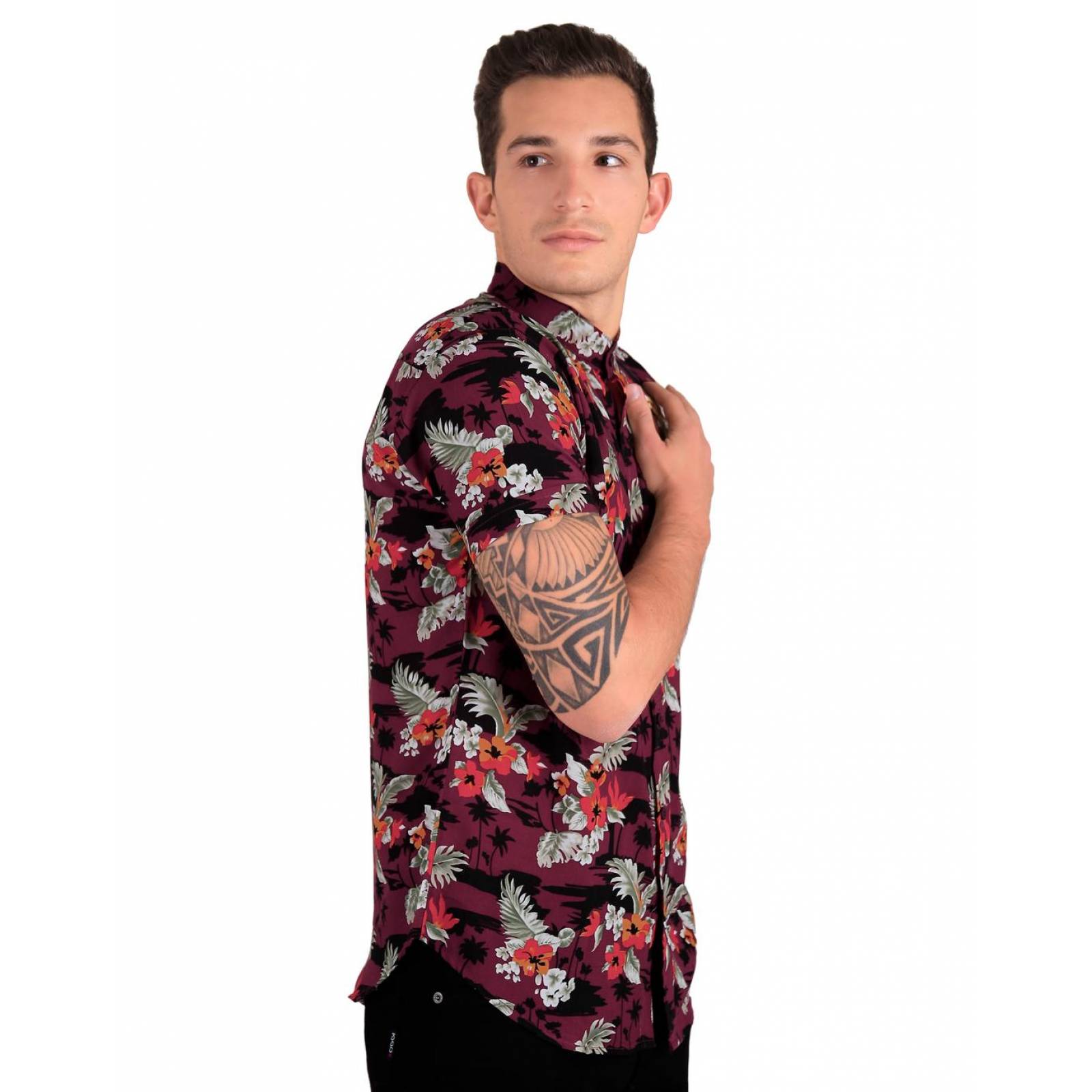 Camisa Casual Estampada Hombre Stfashion Vino 50504213 Rayón