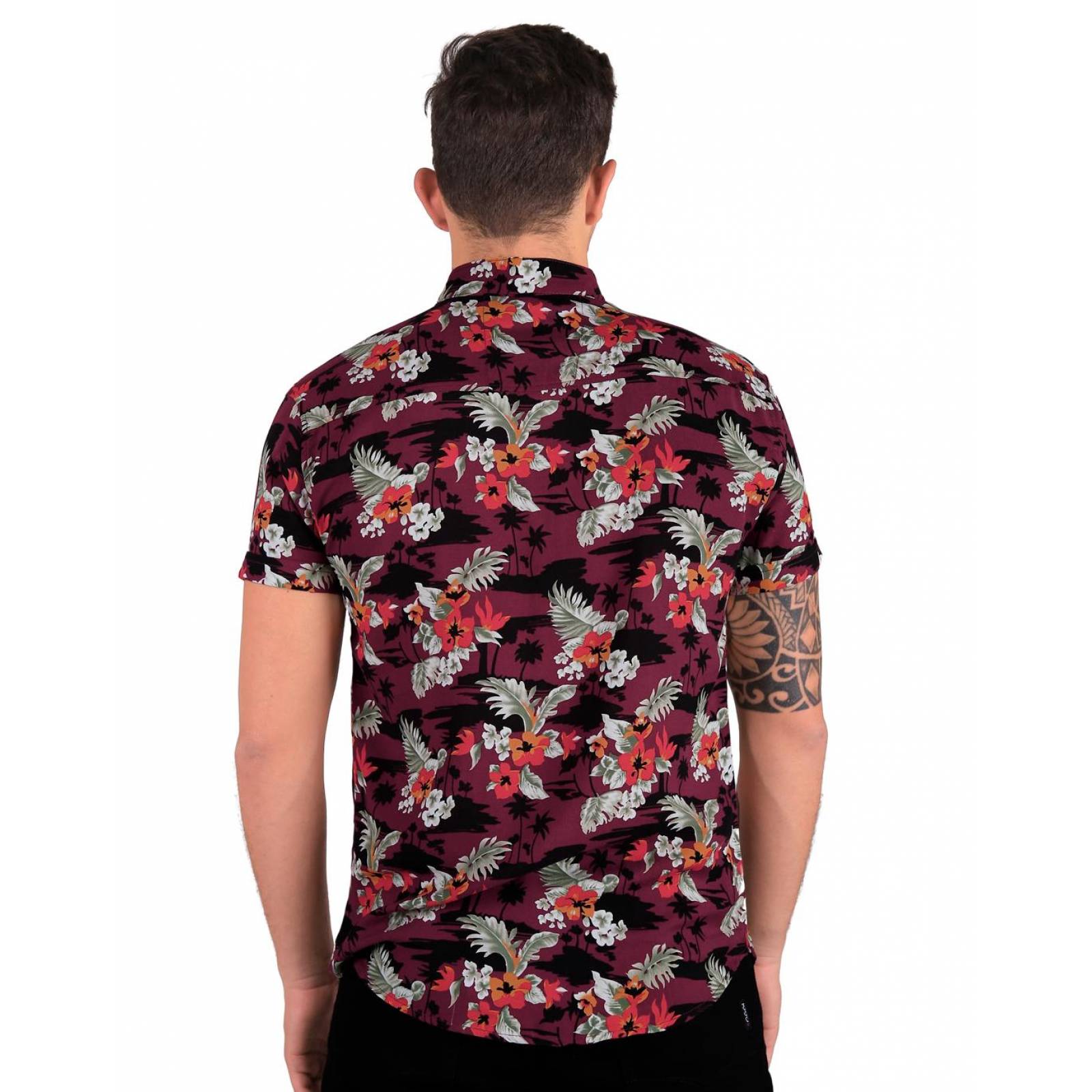 Camisa Casual Estampada Hombre Stfashion Vino 50504213 Rayón
