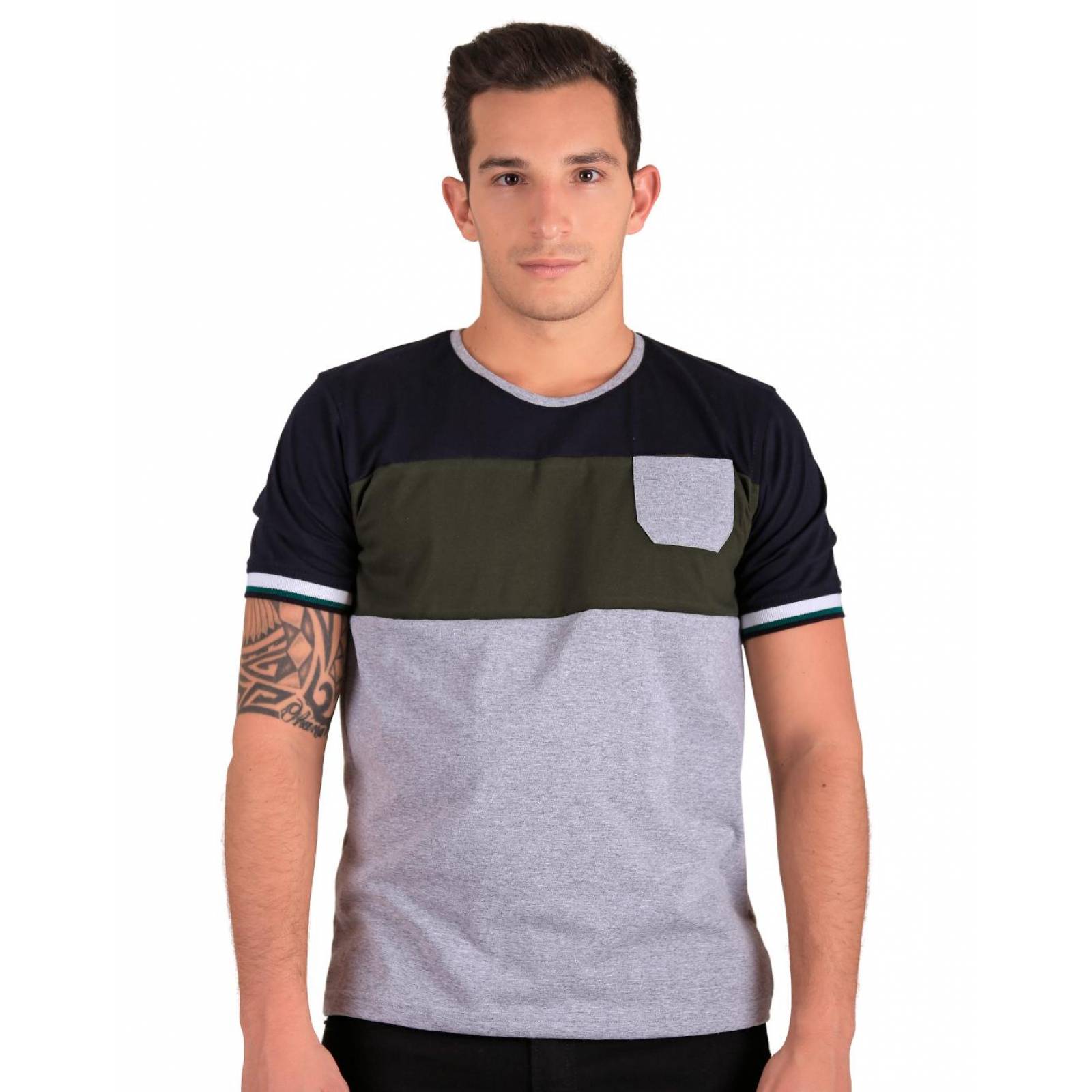 Playera Moda Hombre Stfashion Gris 52604210 Algodón Poliéster 