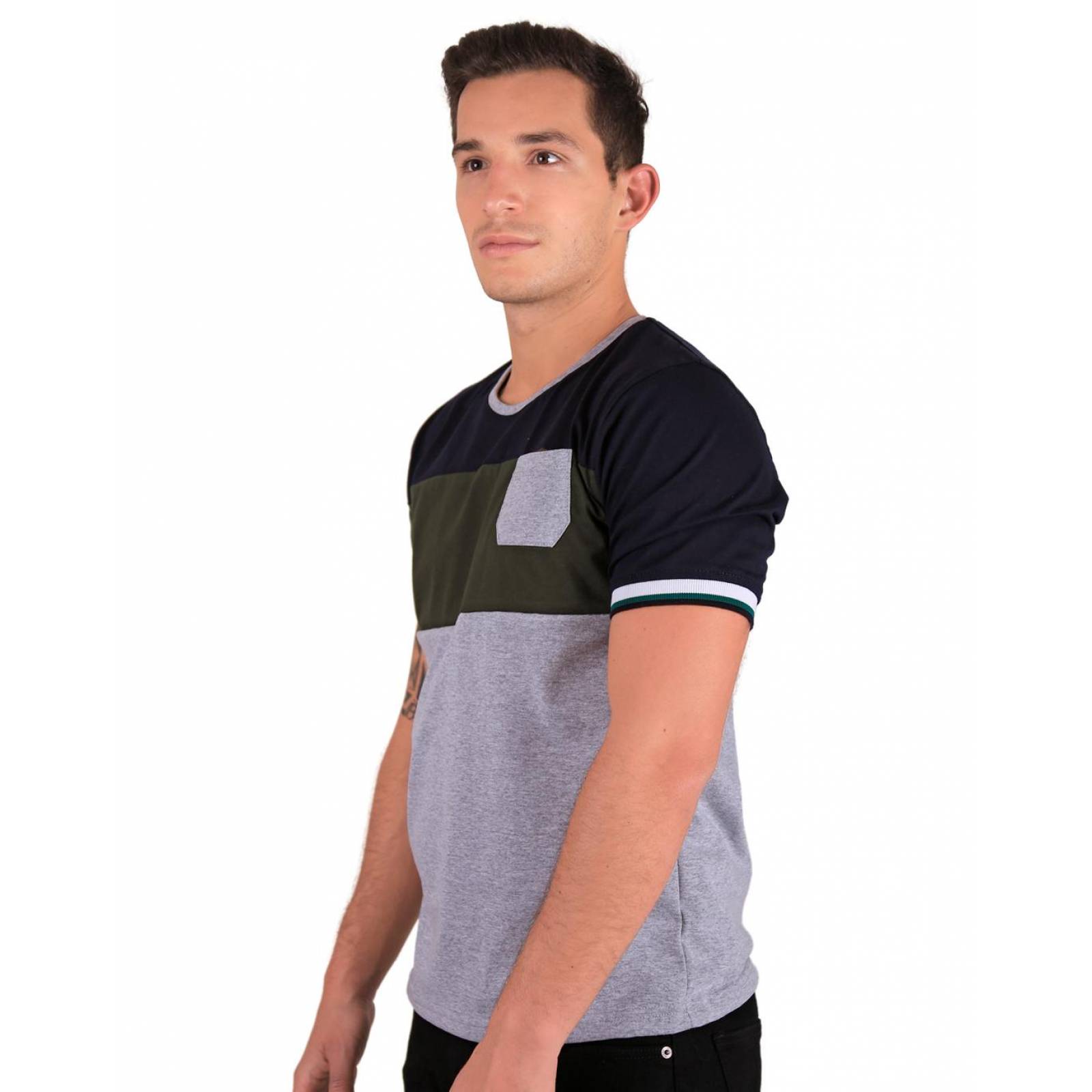 Playera Moda Hombre Stfashion Gris 52604210 Algodón Poliéster 