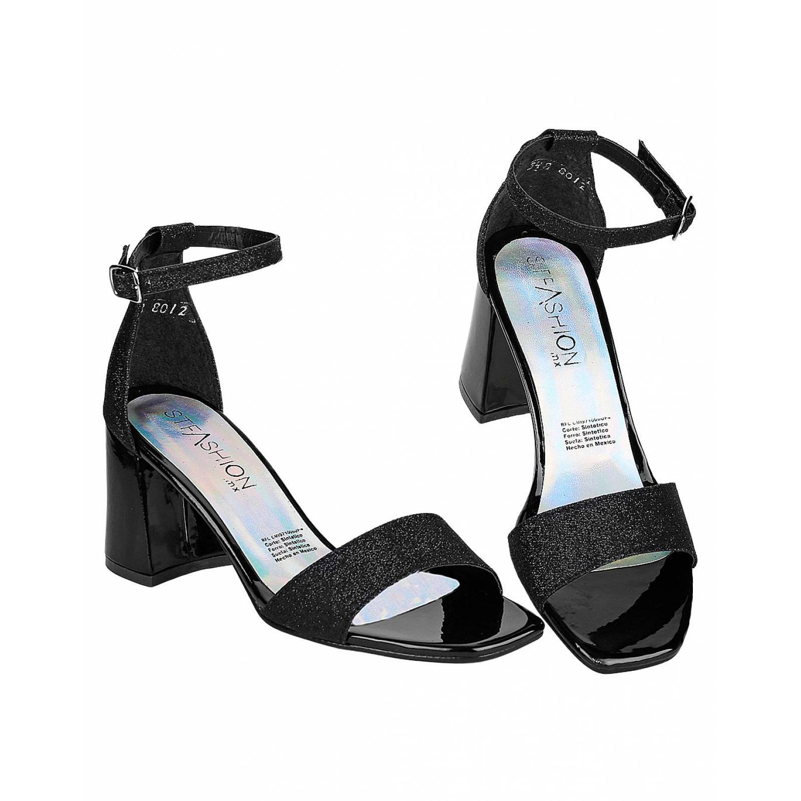 Sandalia Tacon Mujer Stfashion Negro 23503707 Tipo Charol 