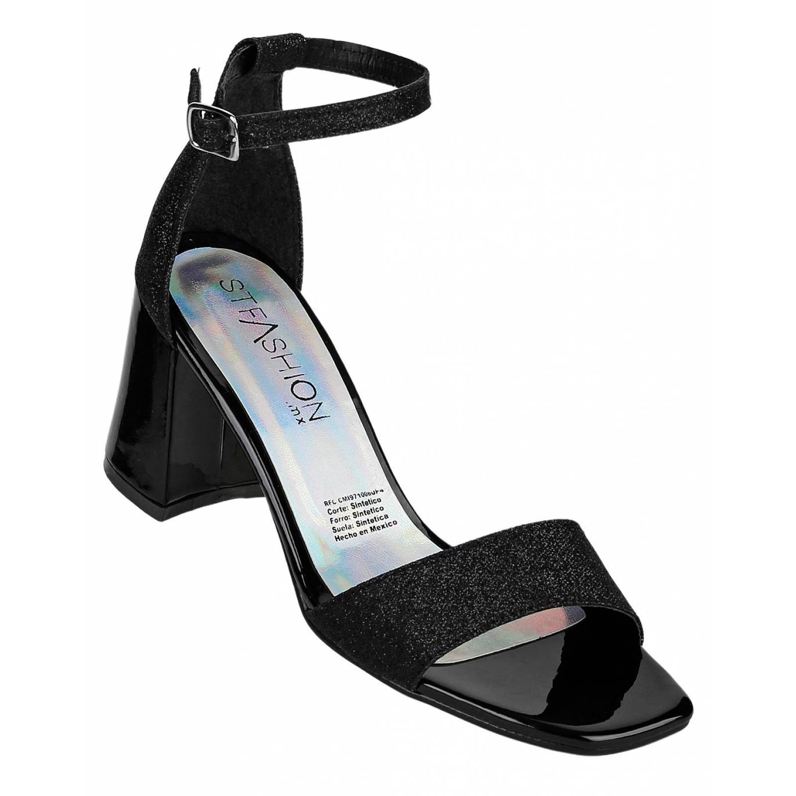 Sandalia Tacon Mujer Stfashion Negro 23503707 Tipo Charol 