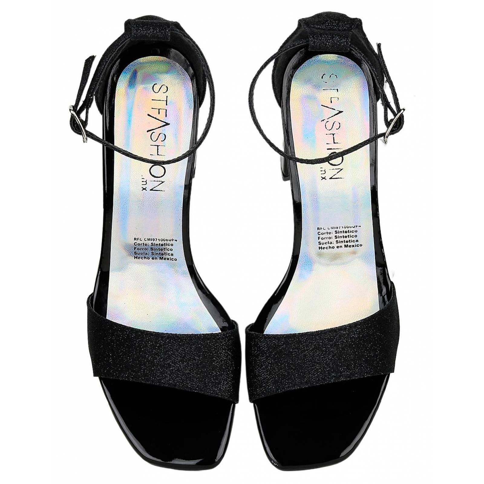 Sandalia Tacon Mujer Stfashion Negro 23503707 Tipo Charol 