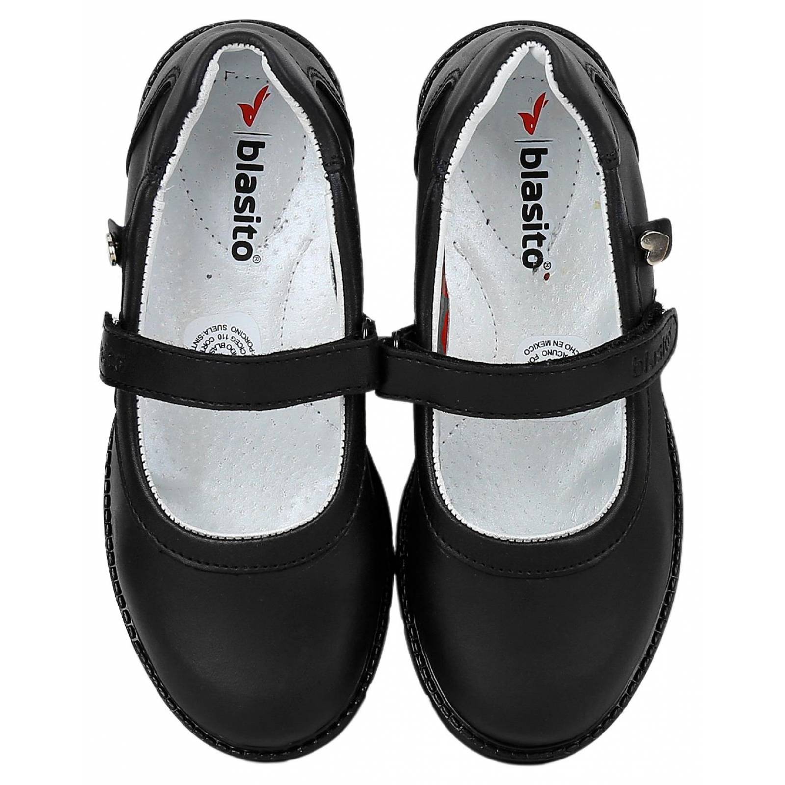 Zapato Niña Escolar Piso Negro Piel Blasito 10603700 