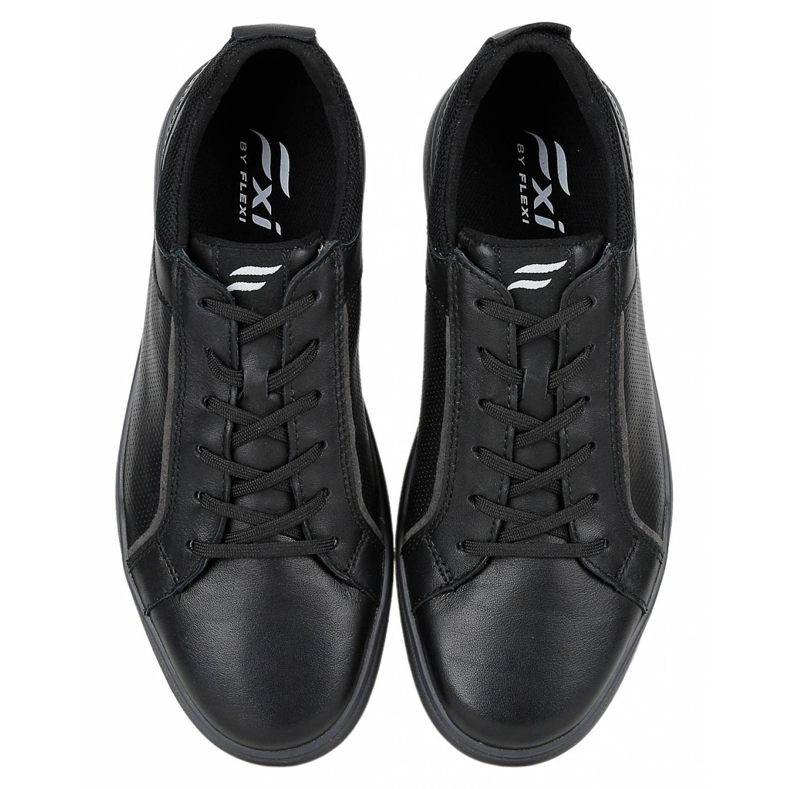 Tenis Casual Piso Hombre Negro Piel Flexi 02503677 