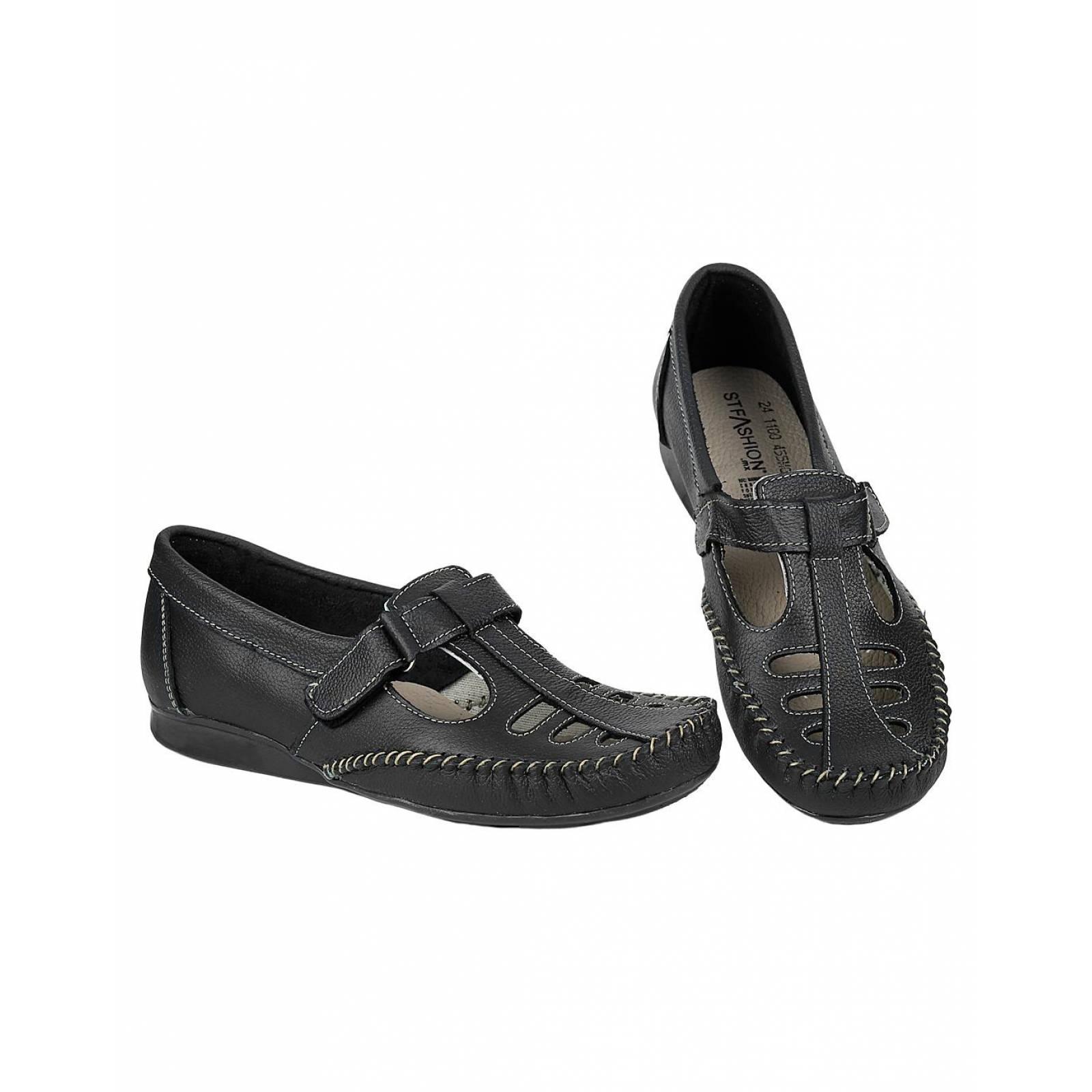 Zapato Confort Piso Mujer Negro Piel Hannia 08503700 