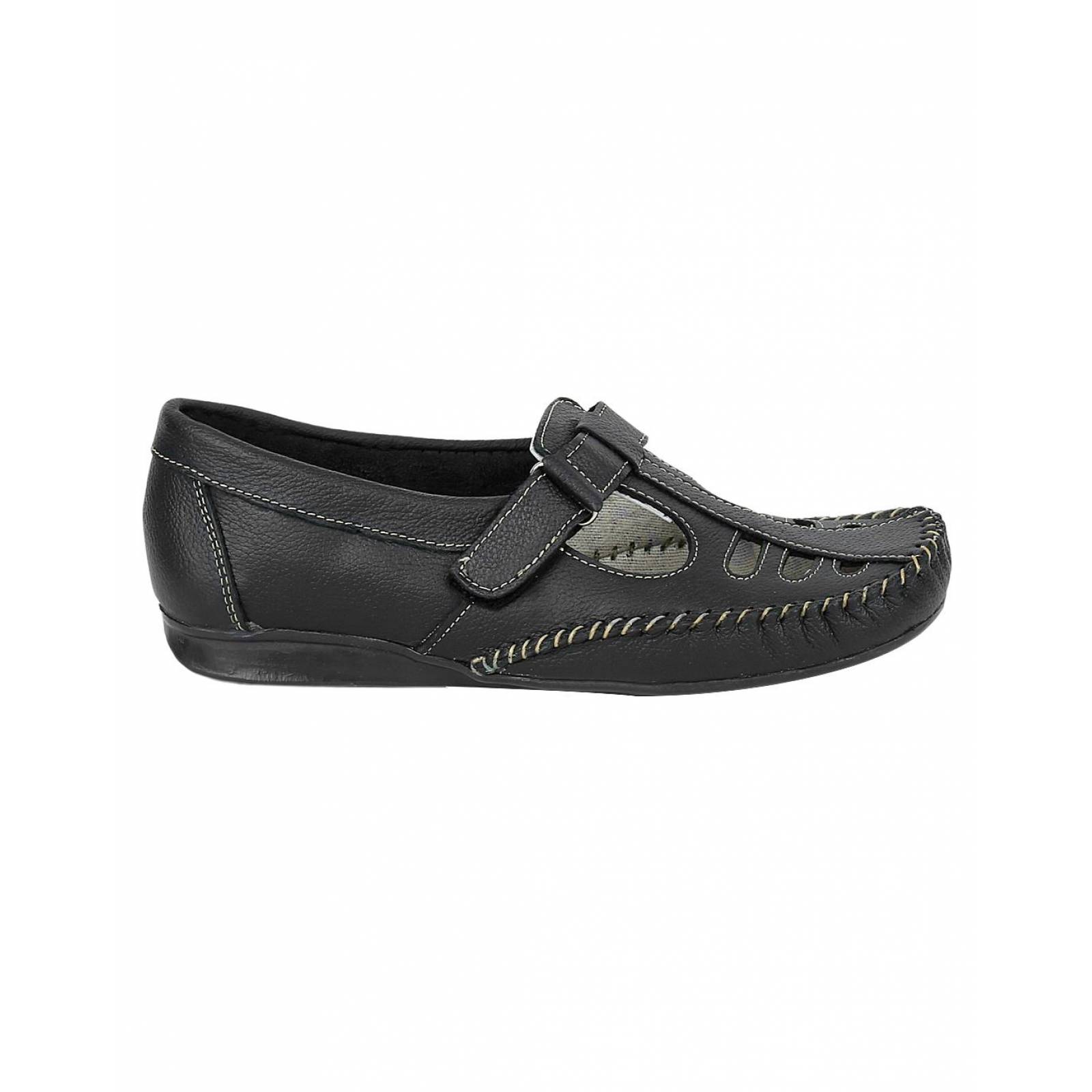 Zapato Confort Piso Mujer Negro Piel Hannia 08503700 