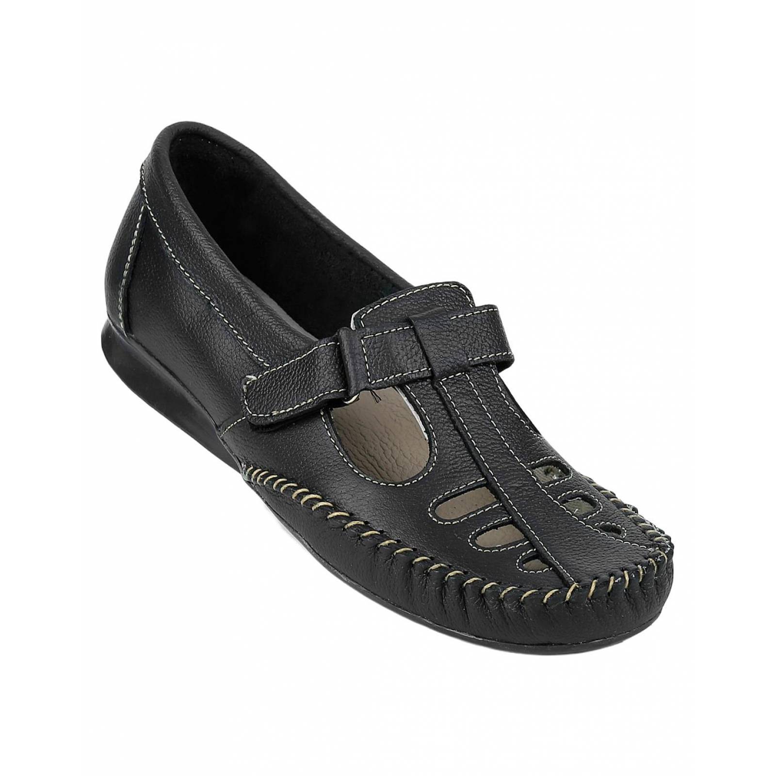 Zapato Confort Piso Mujer Negro Piel Hannia 08503700 