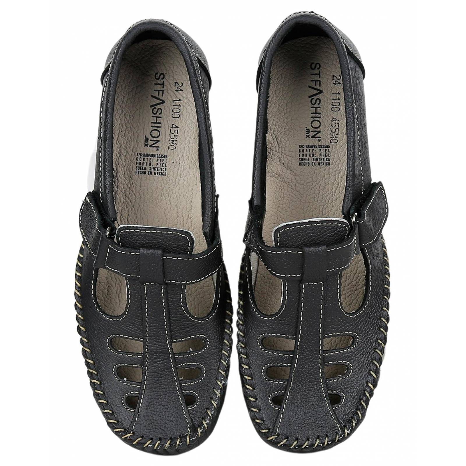 Zapato Confort Piso Mujer Negro Piel Hannia 08503700 