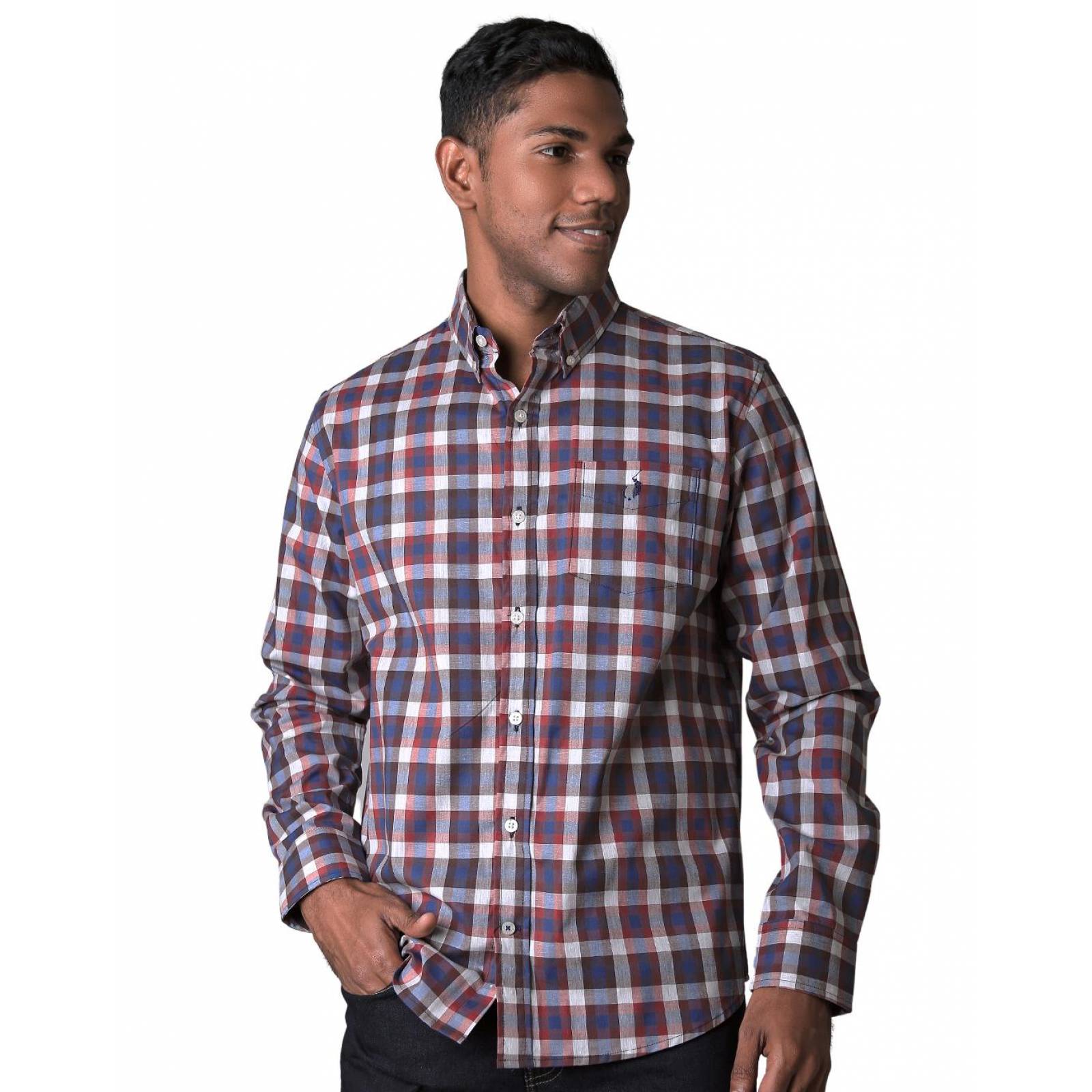 Camisa Casual Hombre Vino Long Beach Polo Club 75104208 