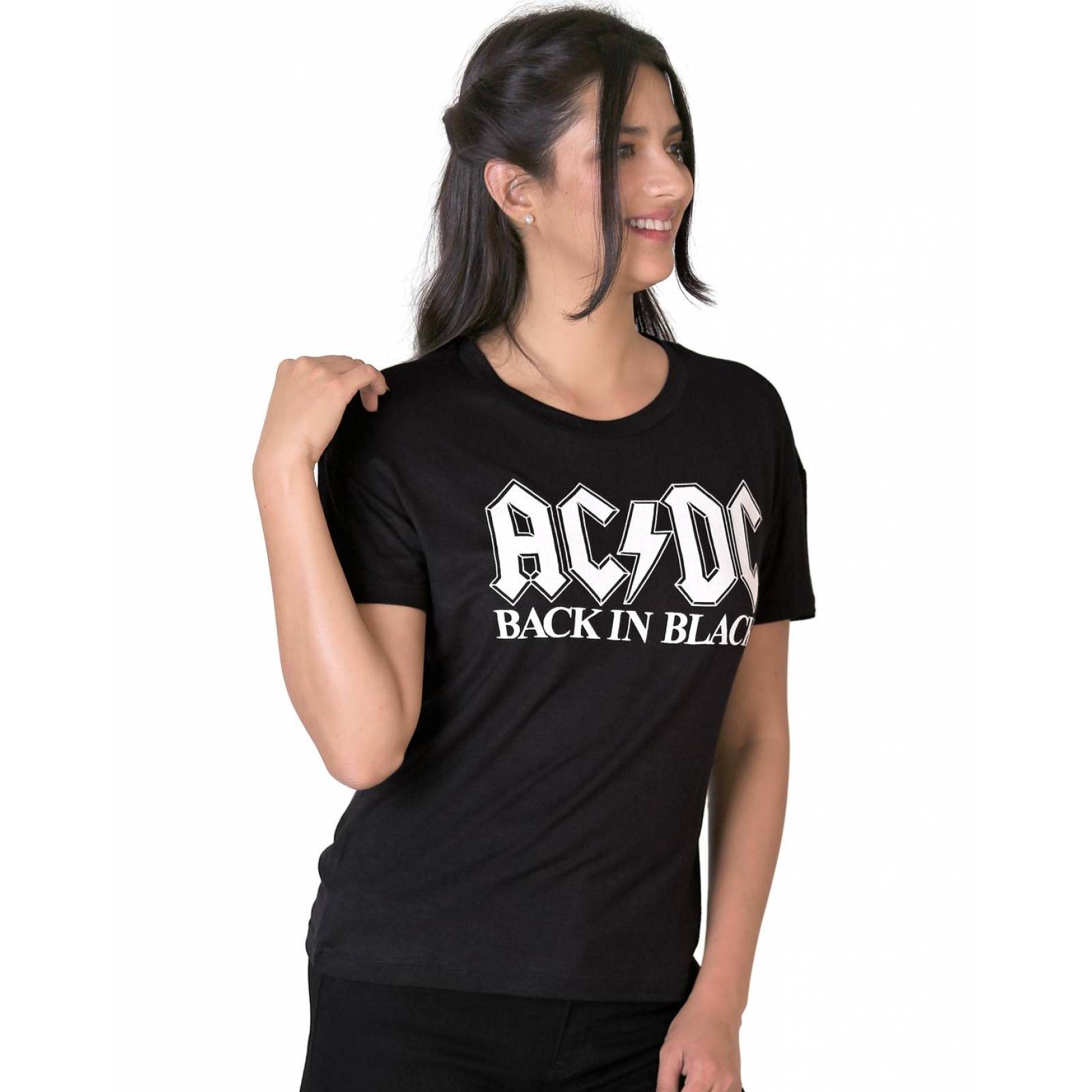 Playera Ac/Dc Moda Camiseta Mujer Negro Toxic 51604404