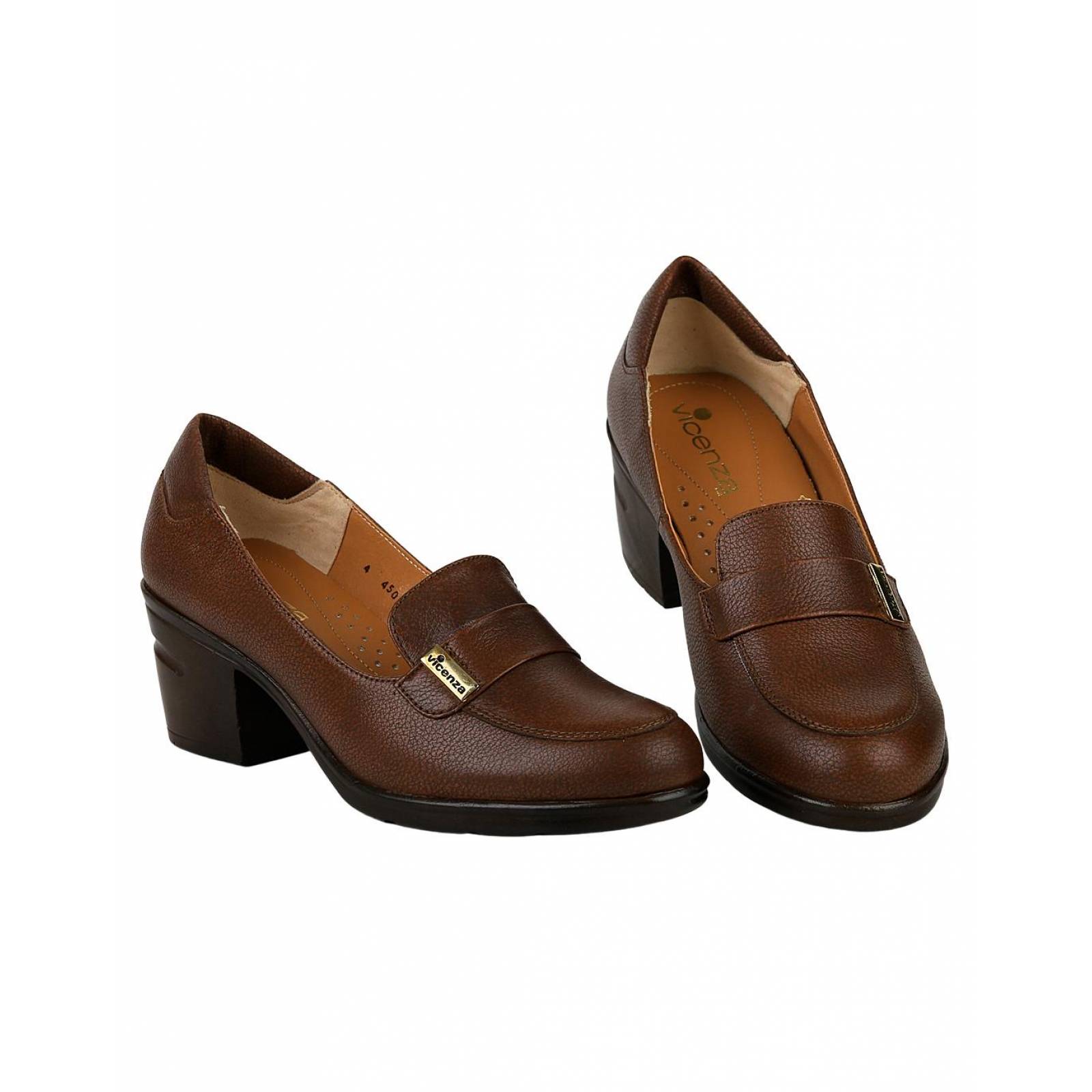 Zapatilla Confort Tacon Mujer Café Piel Vicenza 09503702 