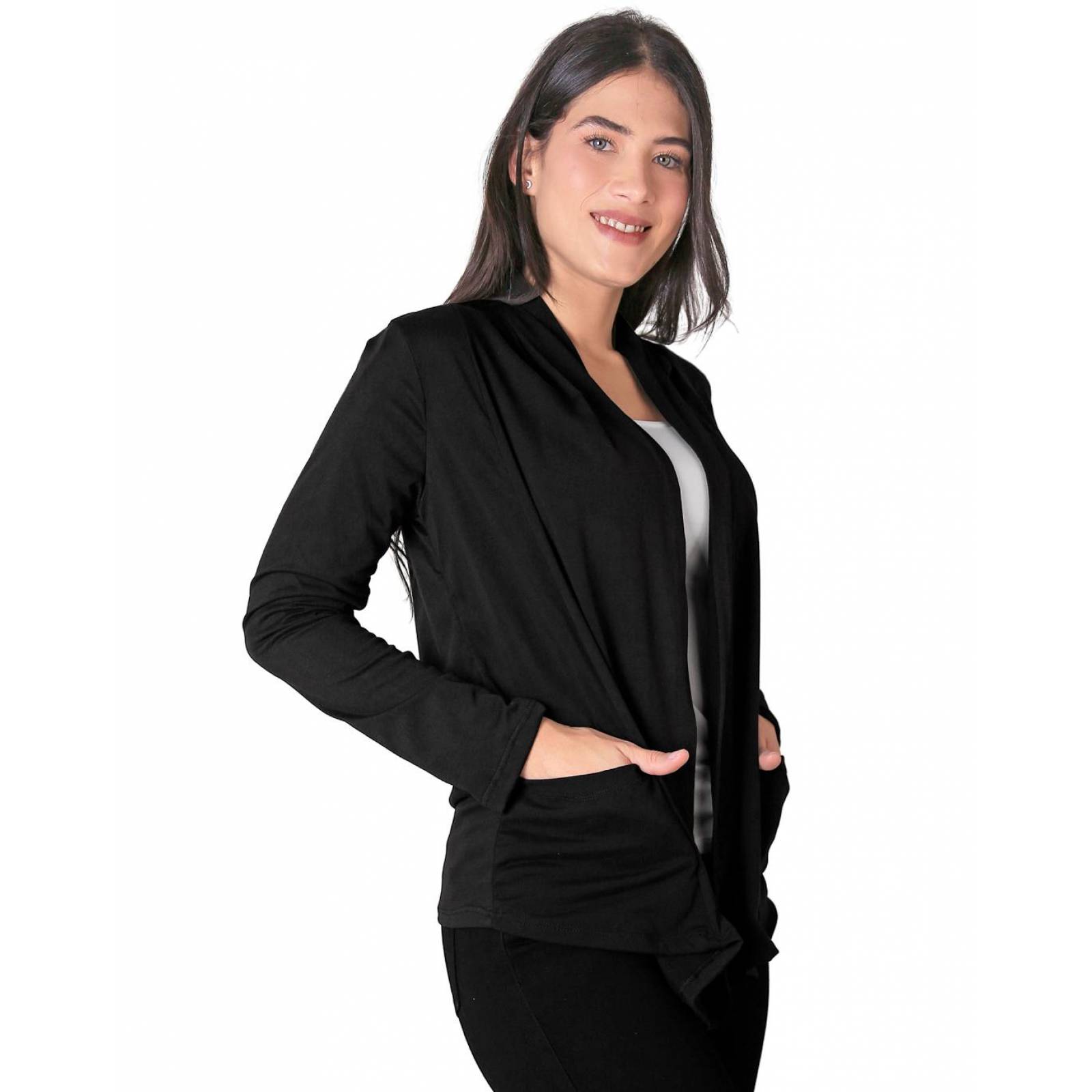 Saco Casual Cardigan Mujer Negro Stfashion 50004287 