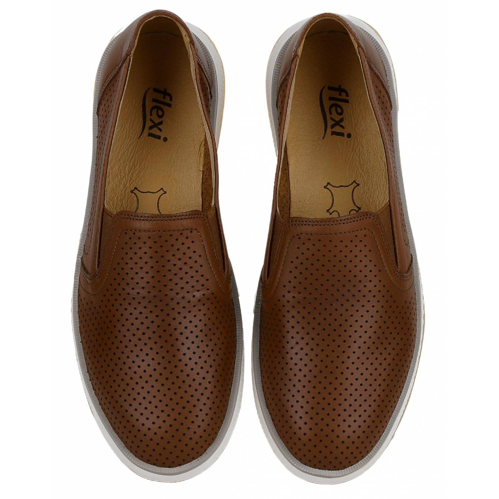 Zapato Casual Piso Mujer Café Piel Flexi 02503707 