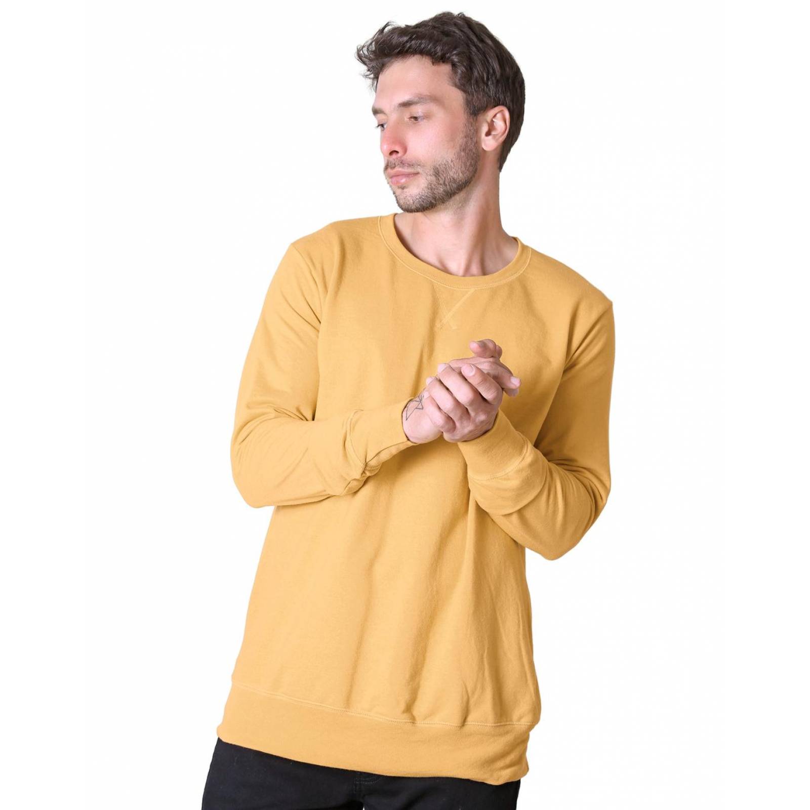 Sudadera Moda Sin Capucha Hombre Mostaza Optima 56504328 