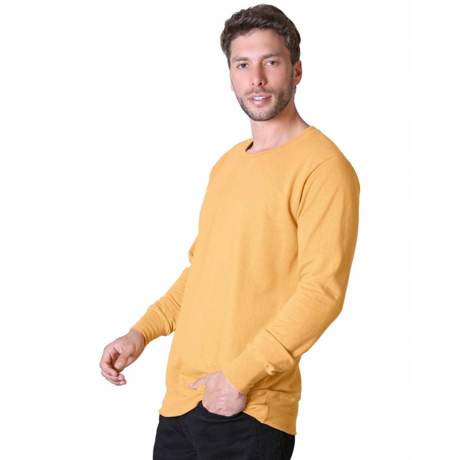 Sudadera Moda Sin Capucha Hombre Mostaza Optima 56504328 