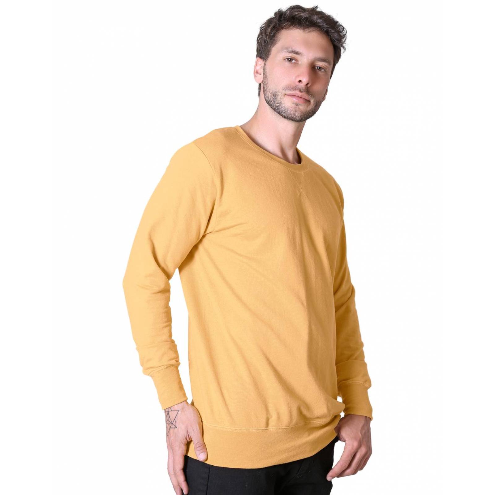 Sudadera Moda Sin Capucha Hombre Mostaza Optima 56504328 